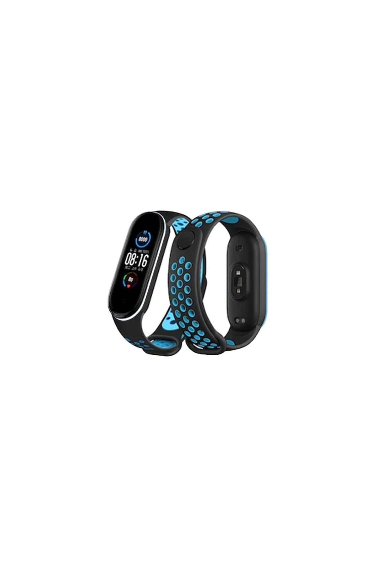 Xiaomi Mi Band 6 Spor Delikli Kordon - Siyah-mavi-beyaz