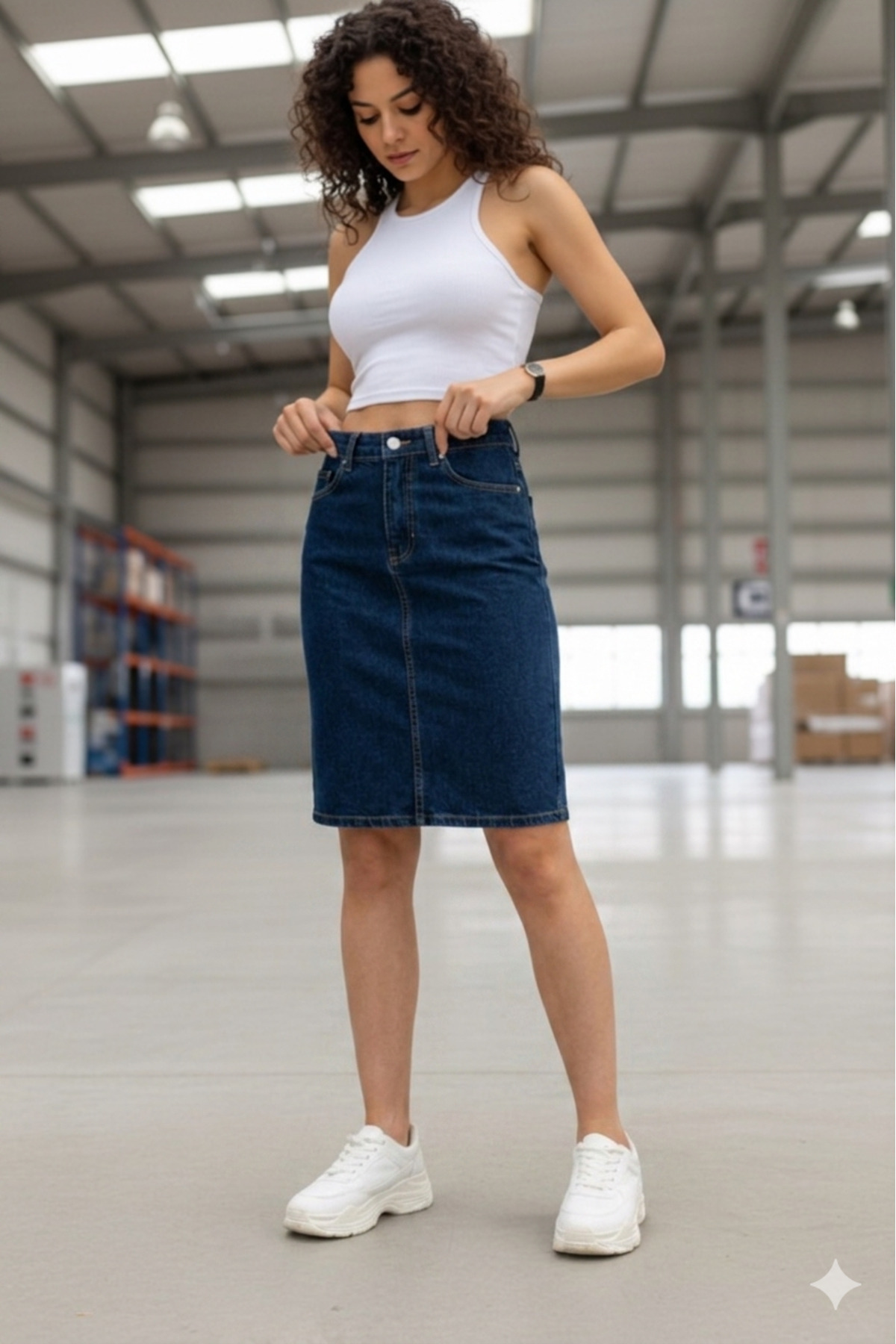 LAYAL MY BEAUTY Kadın Jeans Arka Yırtmaçlı Cepli Günlük Denim Kot Etek Yeni Sezon görsel 2