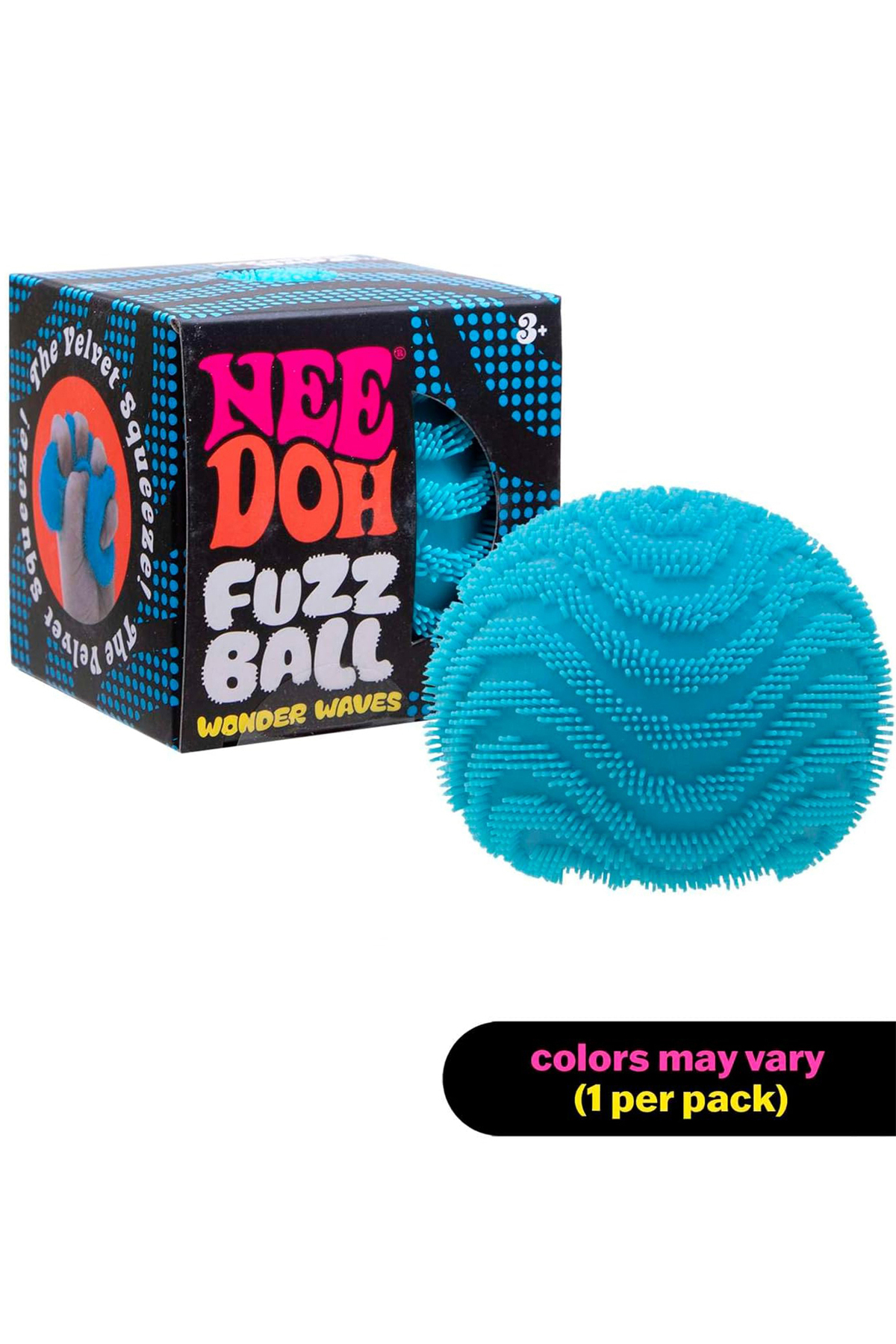 Needoh Fuzz Ball –Sensory Stress Relief Squeeze Ball- One Per Pack (Wonder Waves)