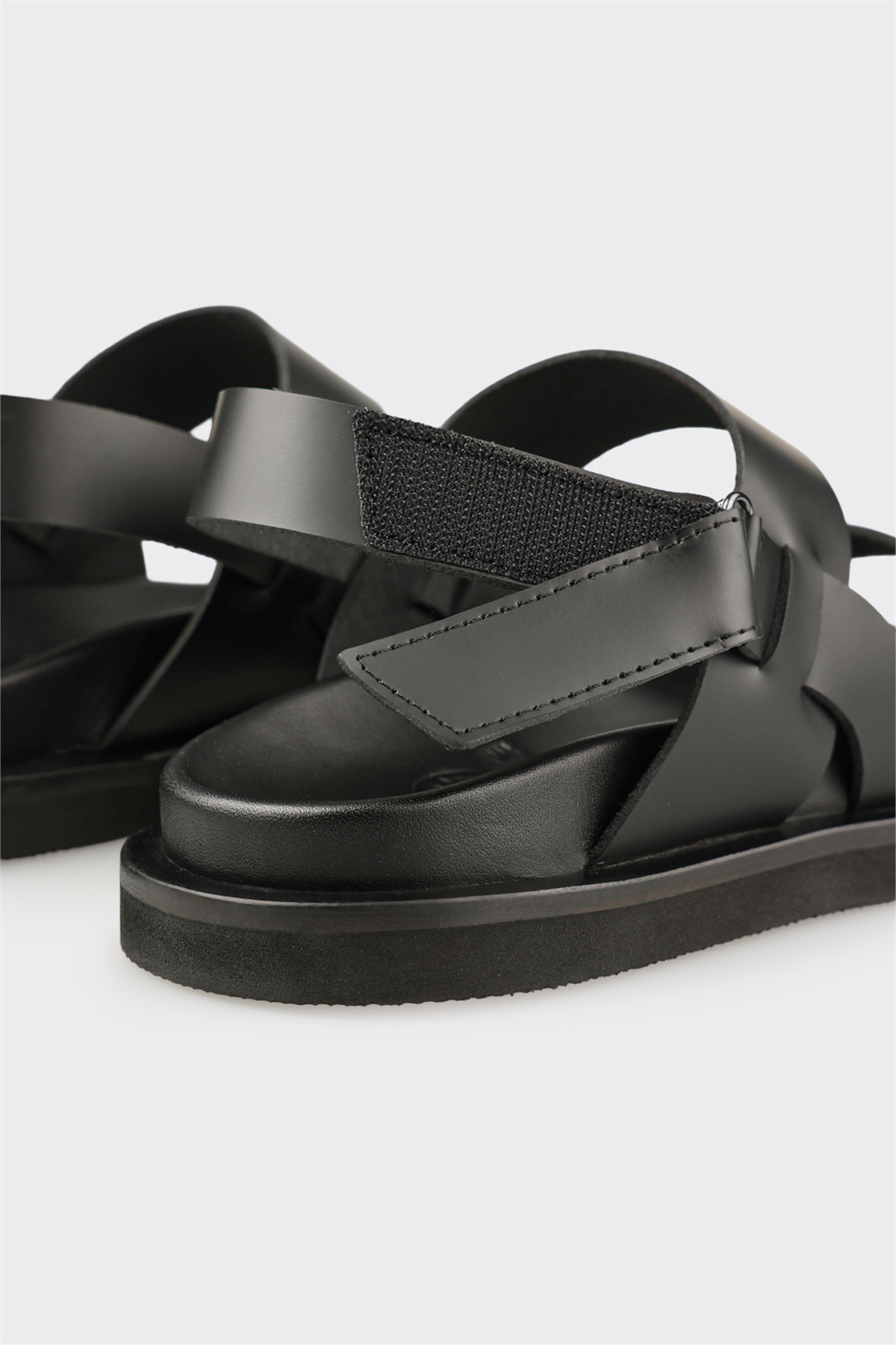 Elle Shoes Siyah Deri Erkek Sandalet görsel 5