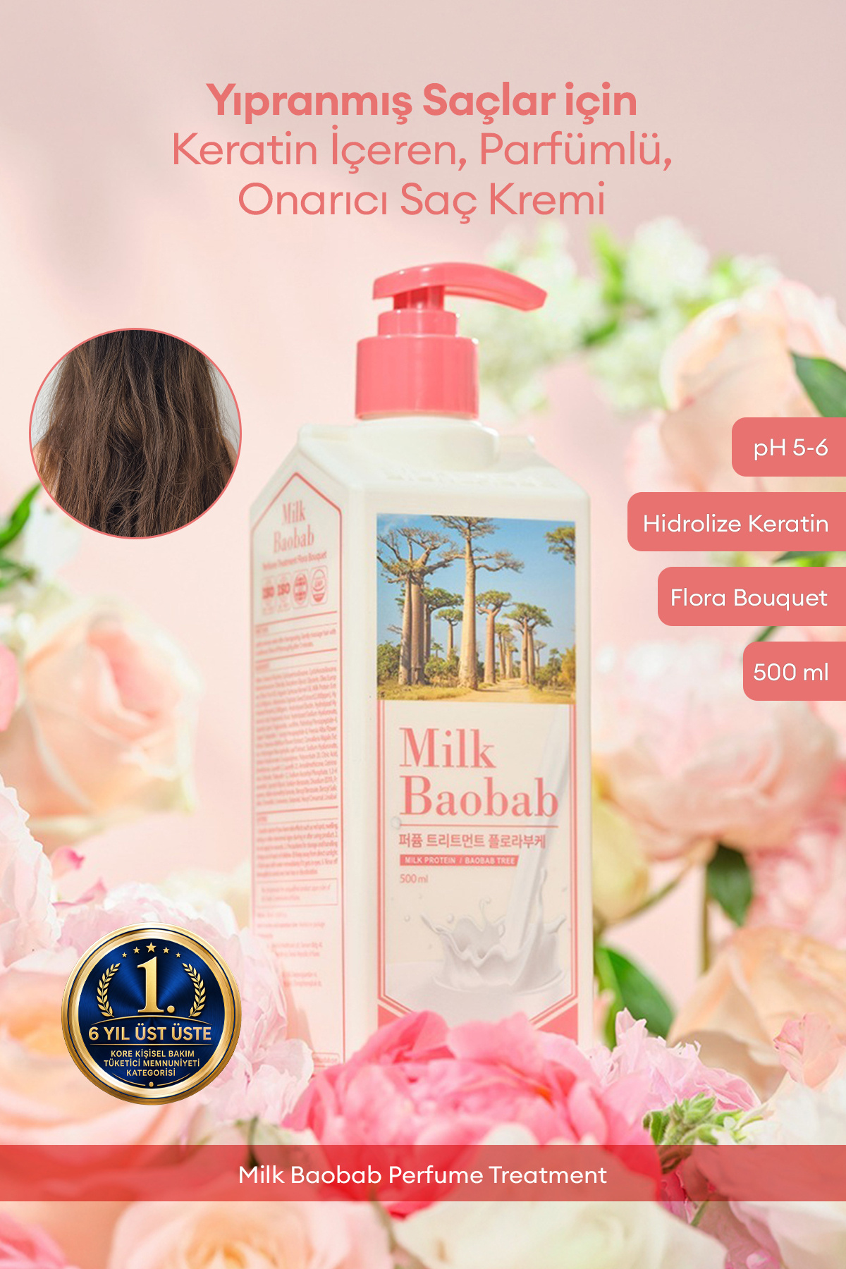 Milk Baobab Yıpranmış Saçı Onaran Parfümlü Keratinli Saç Kremi Perfume Treatment (Flora Bouquet) — 9451