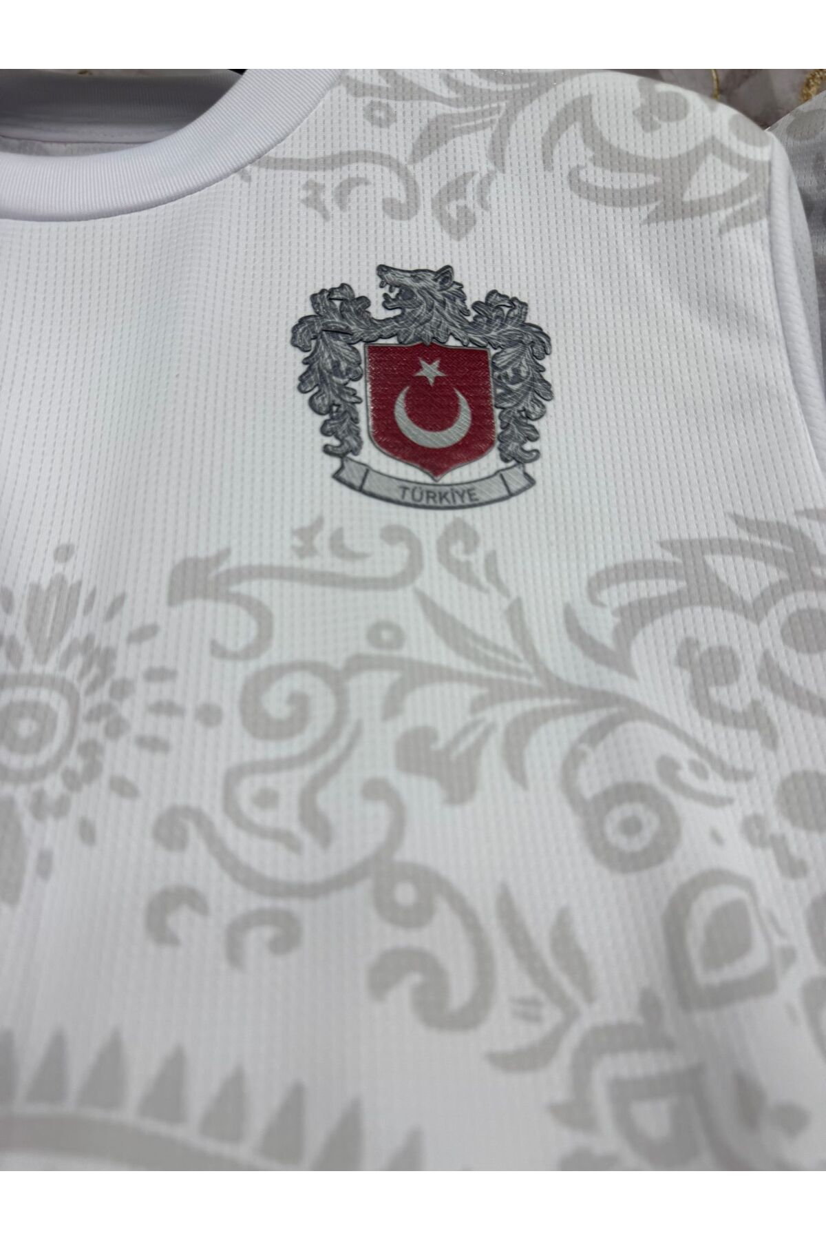 CLAW UP WORK Türkiye Bozkurt Türük Armalı Beyaz Mikro T-shirt görsel 3