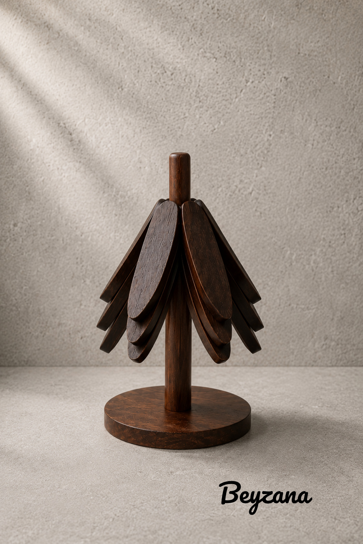 3-Piece Acacia Stand Bamboo Wood Finishing Set Heat Resistant | Folding Finishing Set