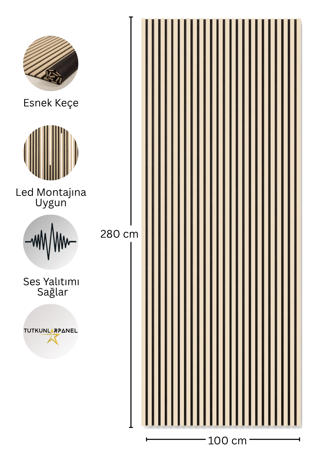 TUTKUNLAR PANEL Akustik Duvar Paneli Çıtalı MDF Ahşap Ses