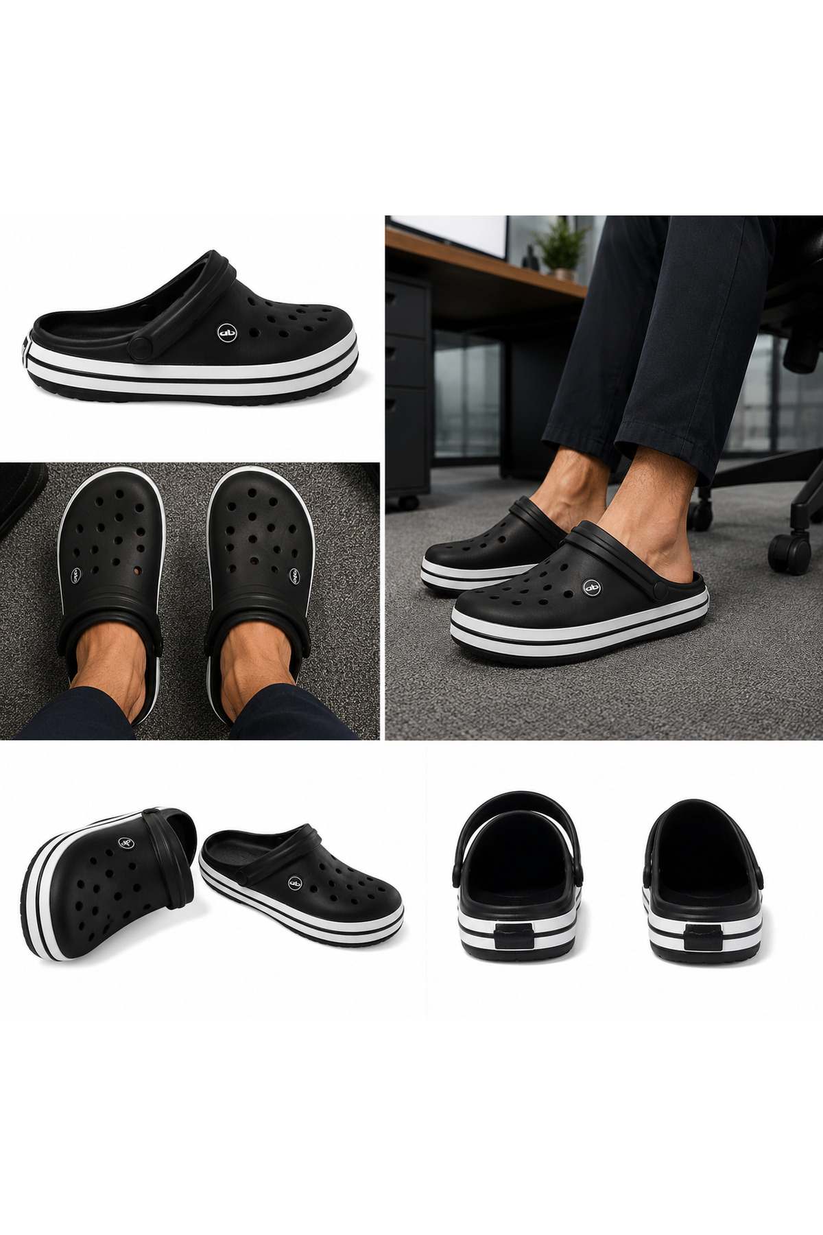 Tam Ortopedik Unisex Günlük & Hastane & Ofis & Aşçı Terliği – Ultra Konfor Sabo Terlik – Siyah