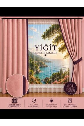YİĞİT PERDE TASARIM YİĞİT PERDE VE TASARIM PEMBE RENK MÜRDÜM BİYE GEÇİŞLİ ADA...