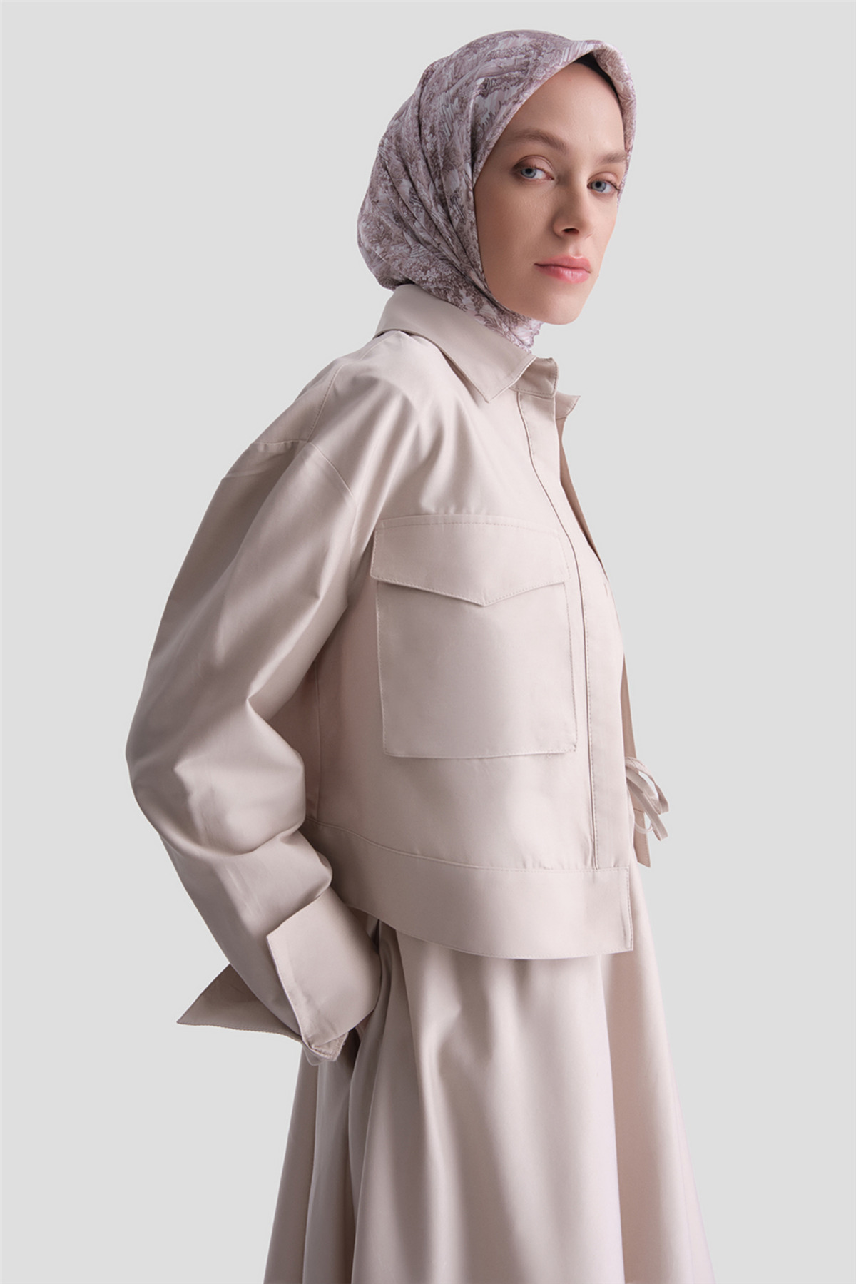 Armine Jacketed Poplin Dress Suit Mink