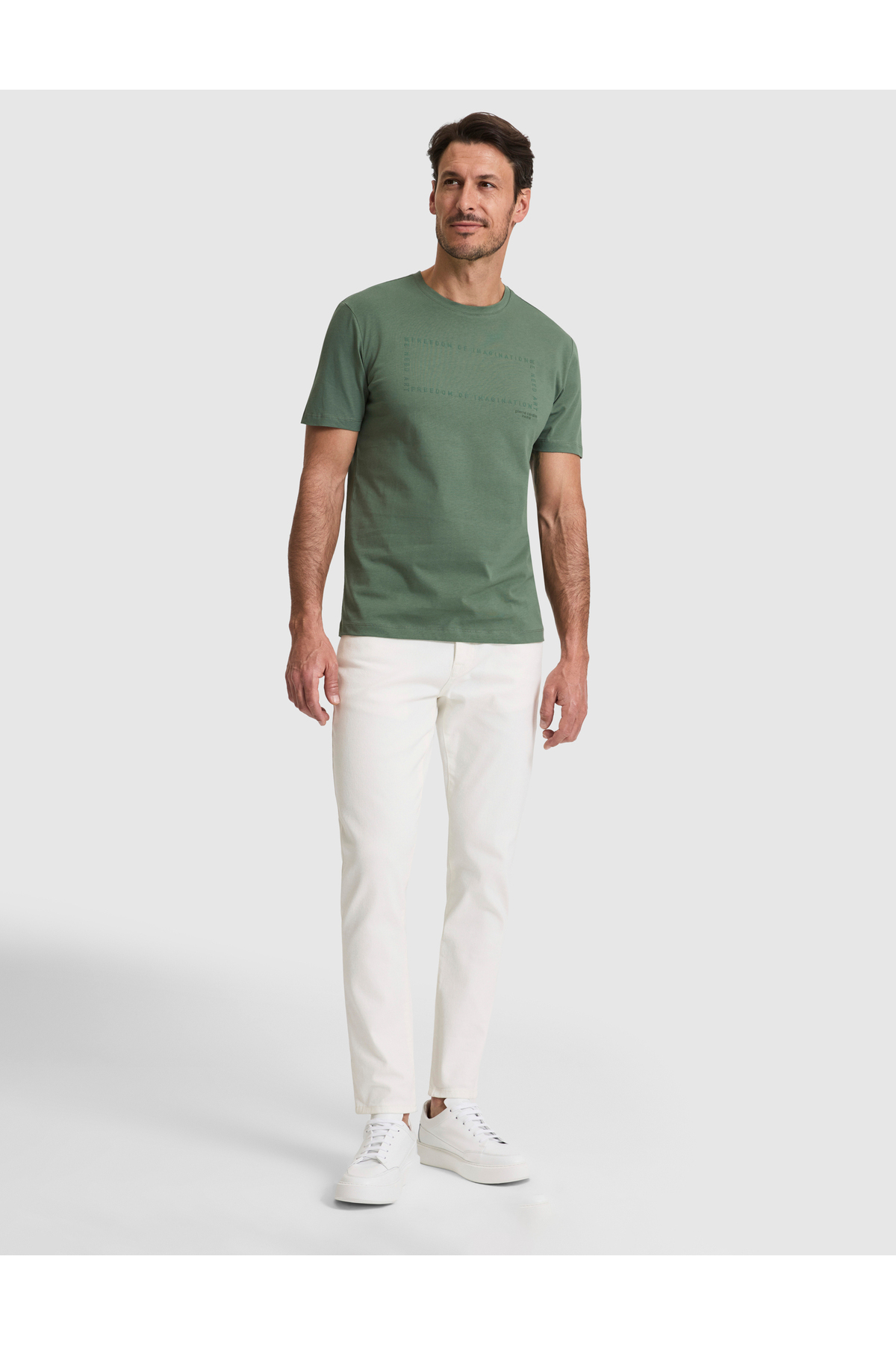 Pierre Cardin Haki Regular Fit %100 Pamuk Bisiklet Yaka Tişört 50327871-VR027 görsel 4