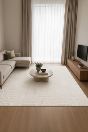 decocey Modern Krem Kolay Temizlenen Oturma Odası Halısı Yumuşak Dokulu Salon...