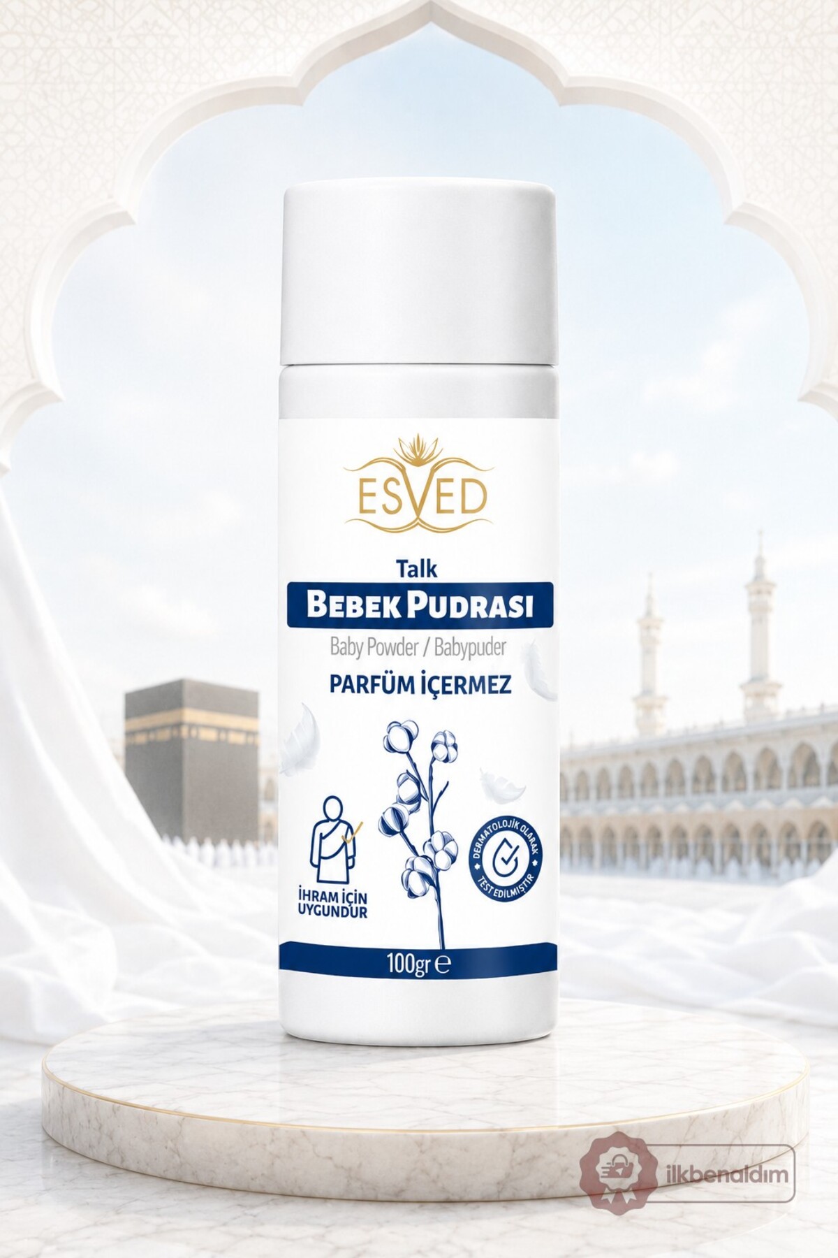 İhrama Uygun Kokusuz Bebek Pudrası 100Gr Hac ve Umre Pudrası | Parfüm İçermez — İlkbenaldim-Bebek-Pudrası-100gr — تصویر 2 از 6