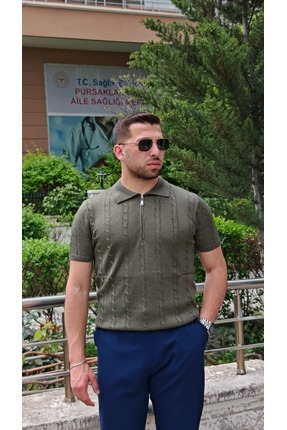 MaymenCo Örgü Desenli Polo Yaka Triko
