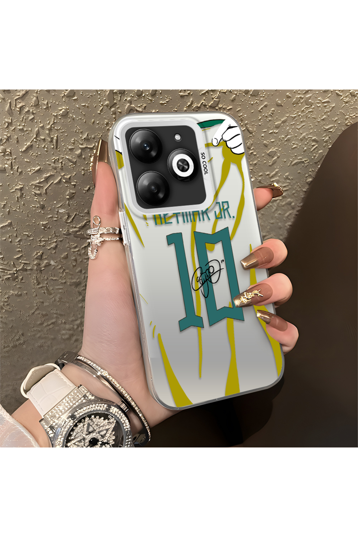 Infinix Hot 40i Compatible Silicone Edge Hard Back Case Couple Phone Case with Neymar Pattern