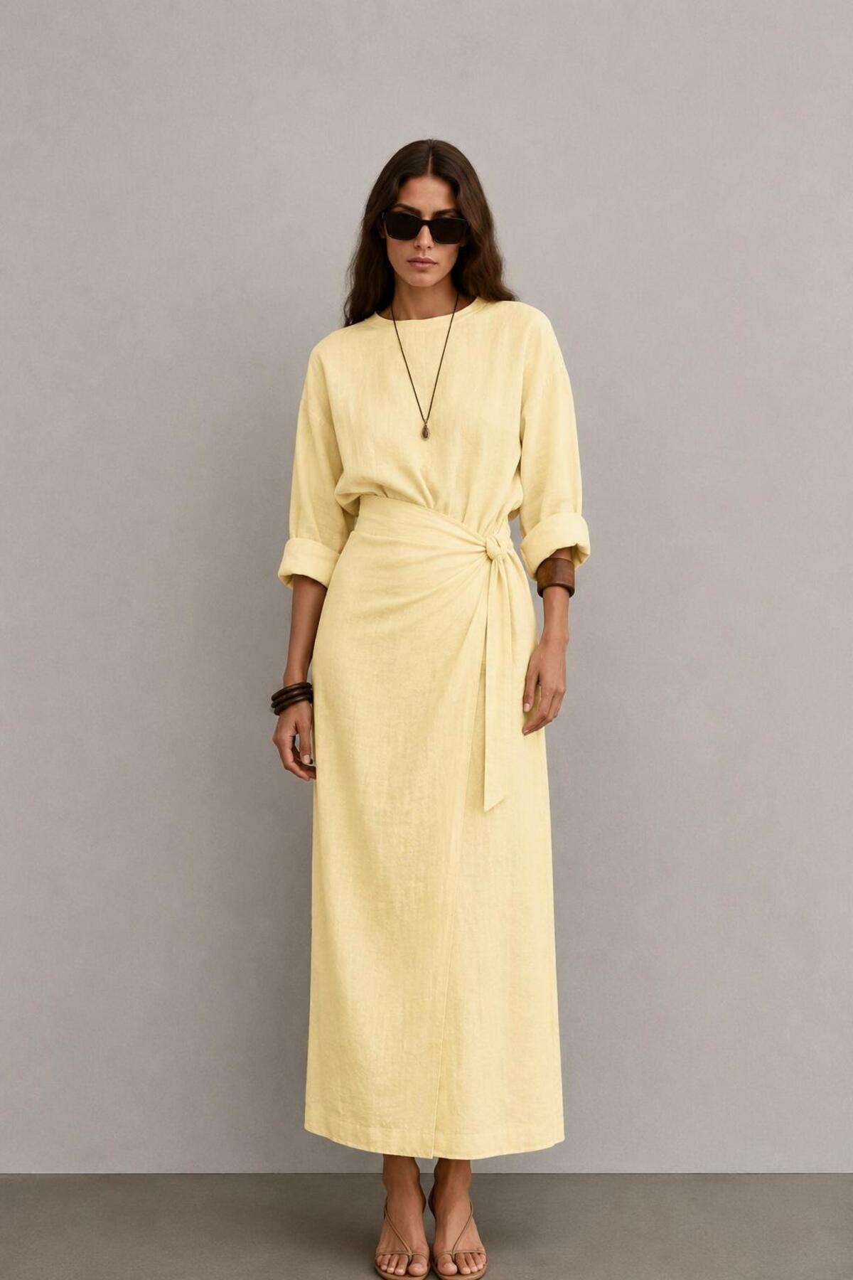 Side Tie Bottom Top Linen Set