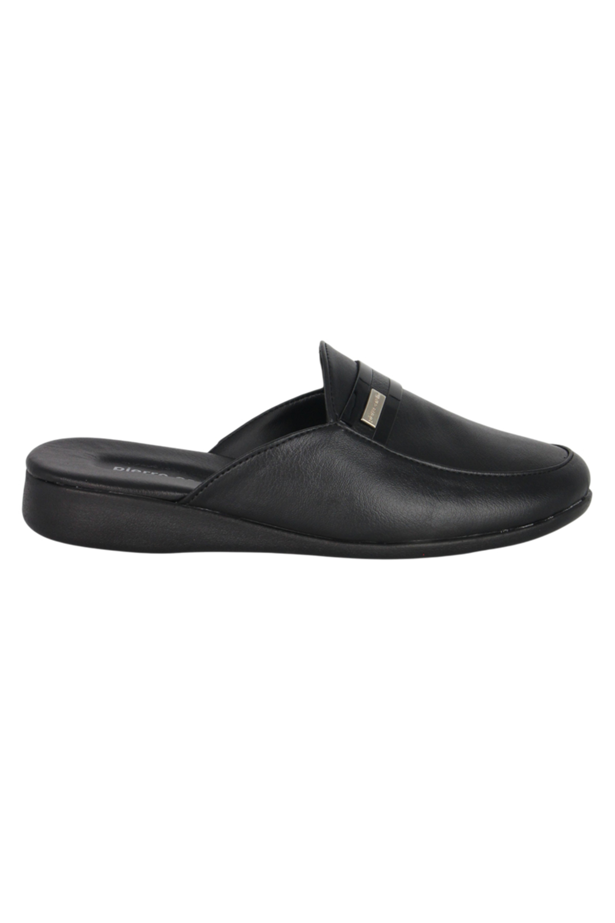 کفش راحتی مردانه چرم مشکی مدل Mule Loafer Laceless Casual Classic Ankle Shoes پیر کاردین صندل Pierre Cardin