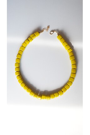 Gia Jewelry Sarı Bodrum Boncuk Kolye 45cm