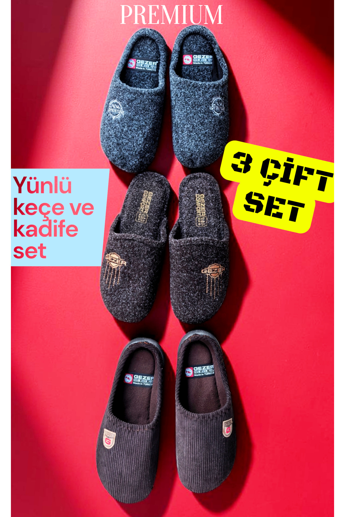Extra comfortable sole men's slippers, home guest dowry package. Wool felt-velvet premium SET