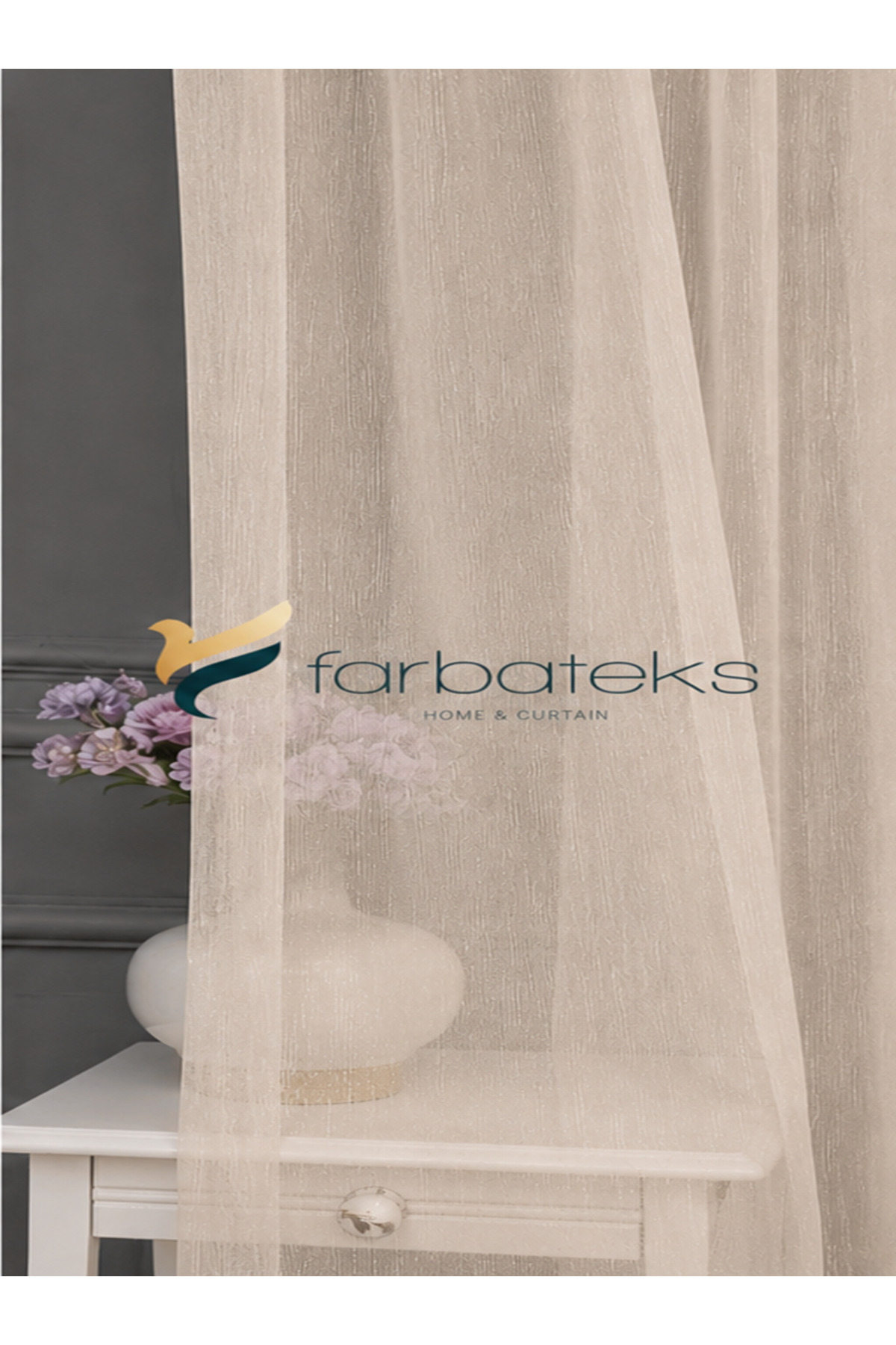 Cream Color Snowy Linen Equipment 2 Ply Pleated Tulle Curtain