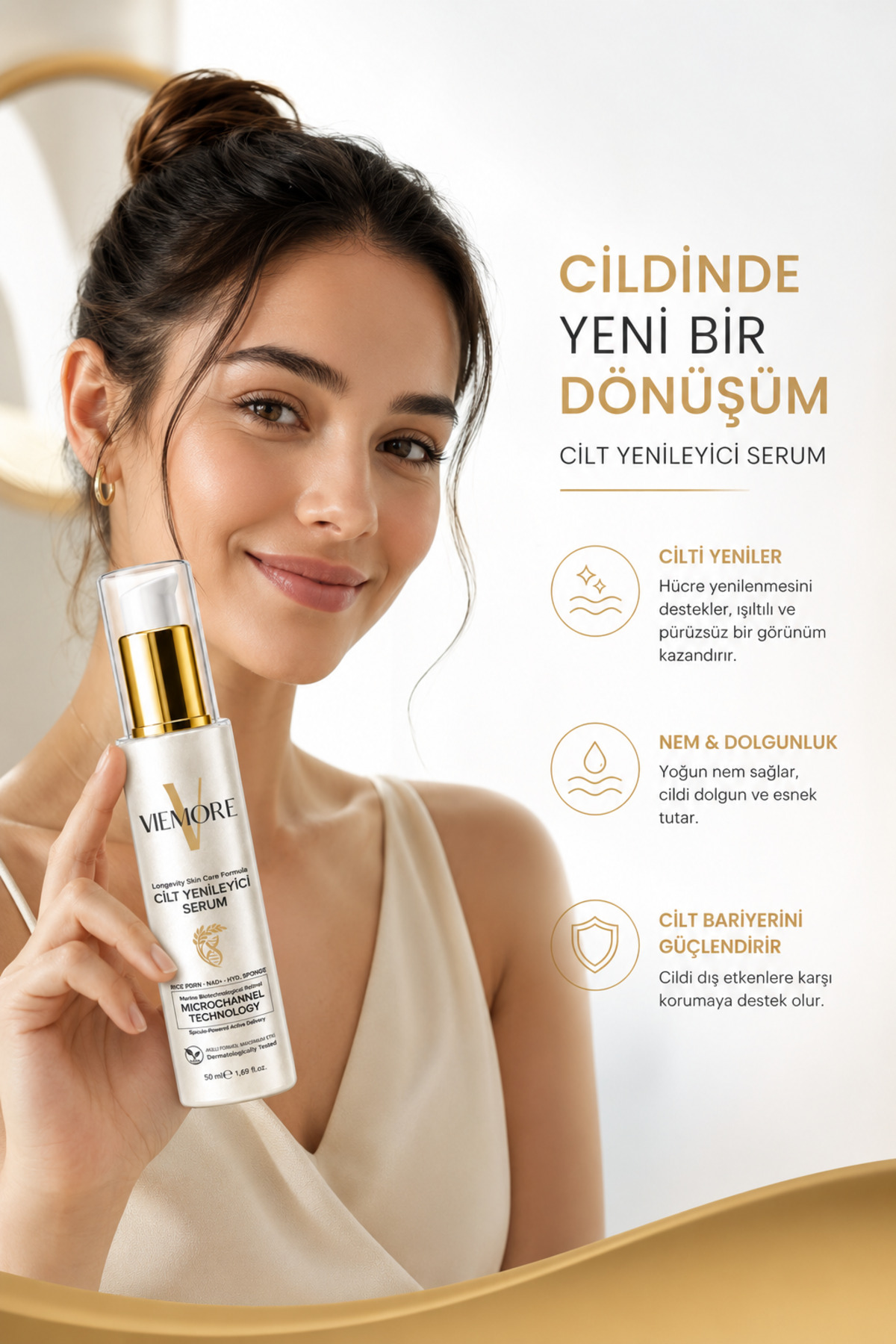 Cilt Yenileyici Serum 50 ml | PDRN (Pirinç DNA) + NAD+ + Marine Retinol | Microchannel Technology | Nemlendirici, Aydınlatıcı ve Cilt Bariyeri Güçlendirici Bakım Serumu 50 ML — VIEMOREPDRNSERUM — تصویر 7 از 7