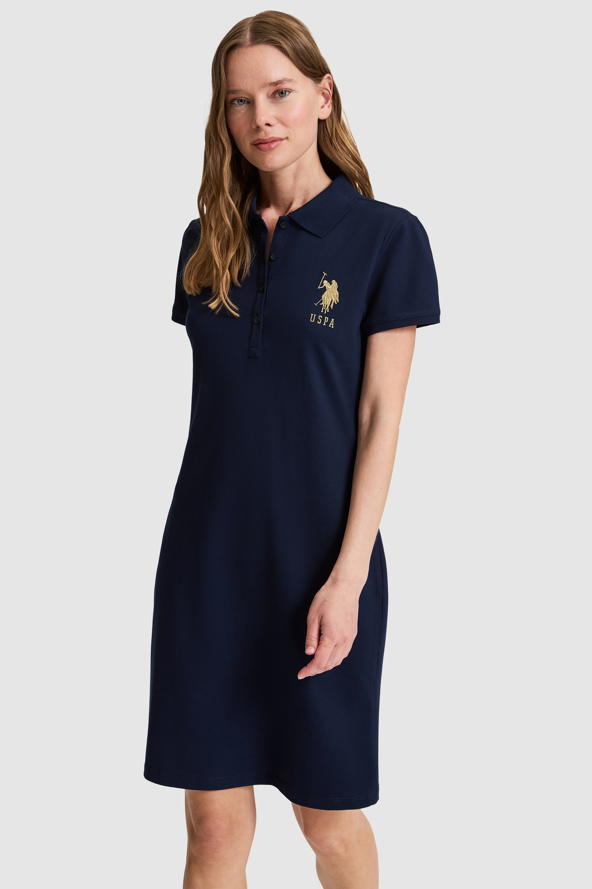 U.S. Polo Assn.  Kadın Lacivert Polo Yaka Örme Elbise 50321787-VR033 - Görsel 4
