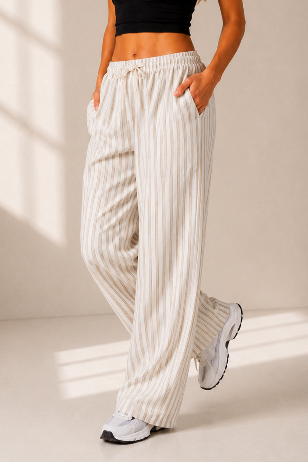 LAVİNİM Women's Premium Natural Linen Wide-Leg Oversize Summer Trousers