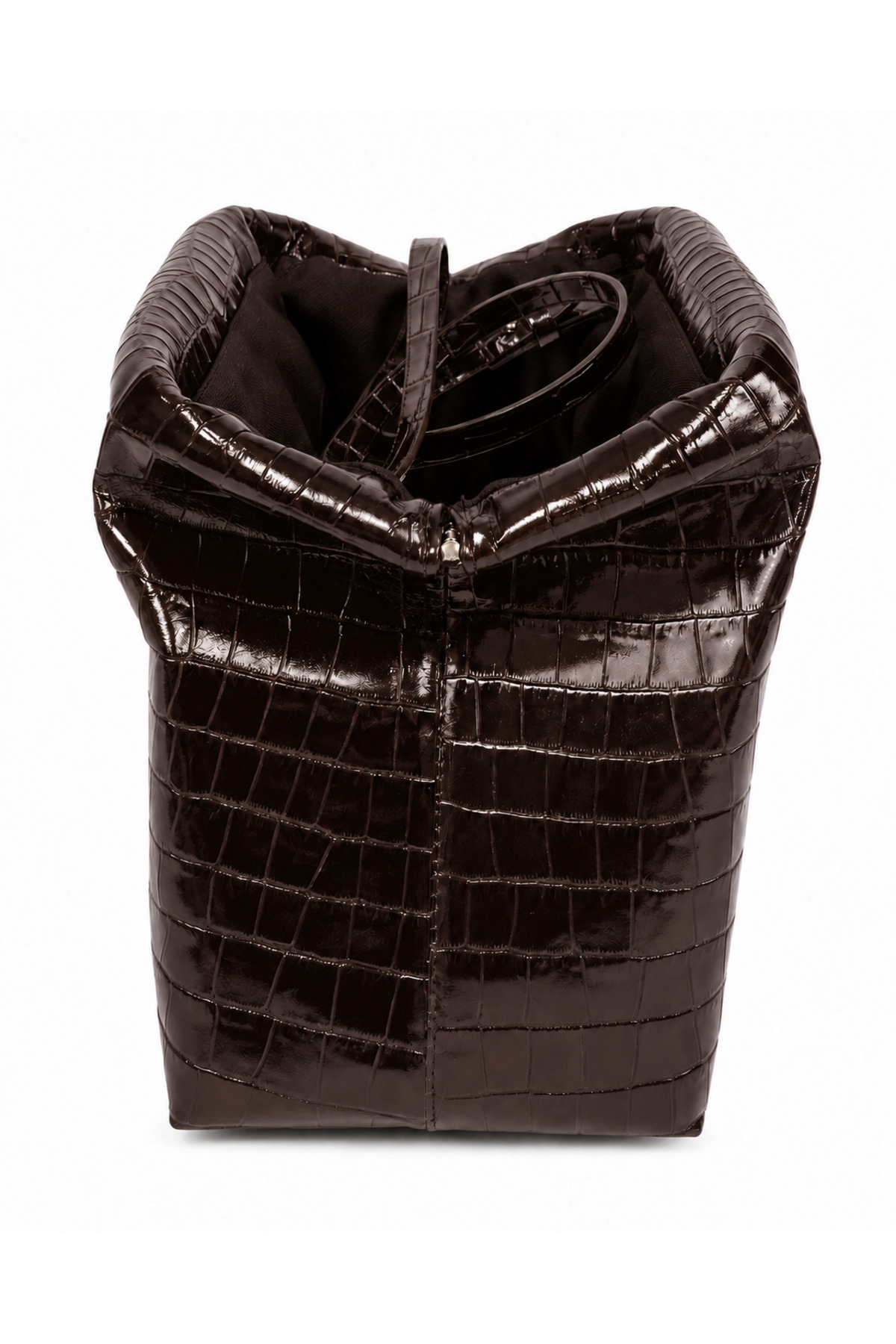 Marcc Bag Acı Kahve Kroko Desenli Hakiki Deri Parlak Kadın Omuz Çantası / Clutch Çanta görsel 5