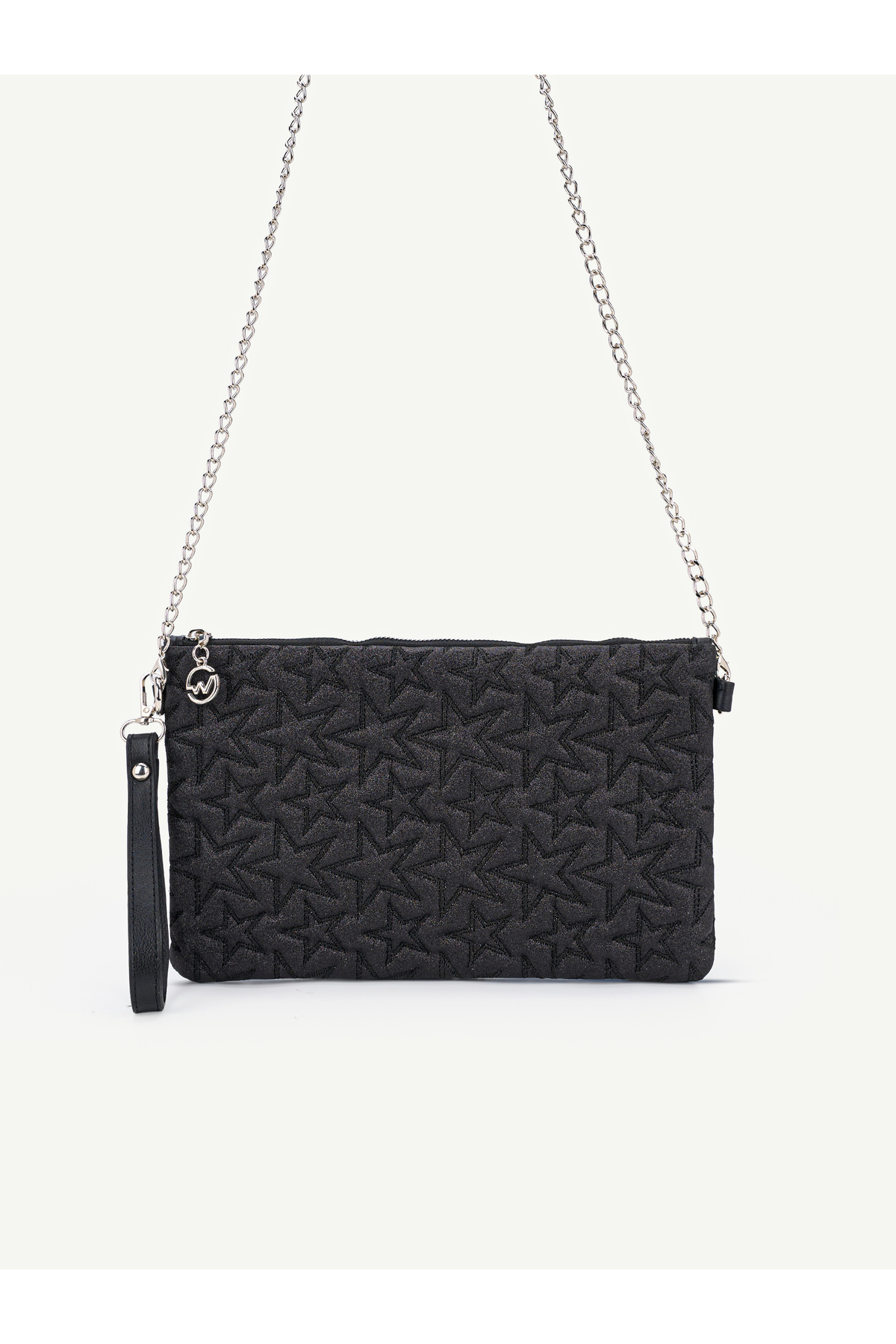 Kadın Yıldız Nakış İşlemeli Portföy El Çantası Bilek Askılı Saten Astarlı Clutch Çanta