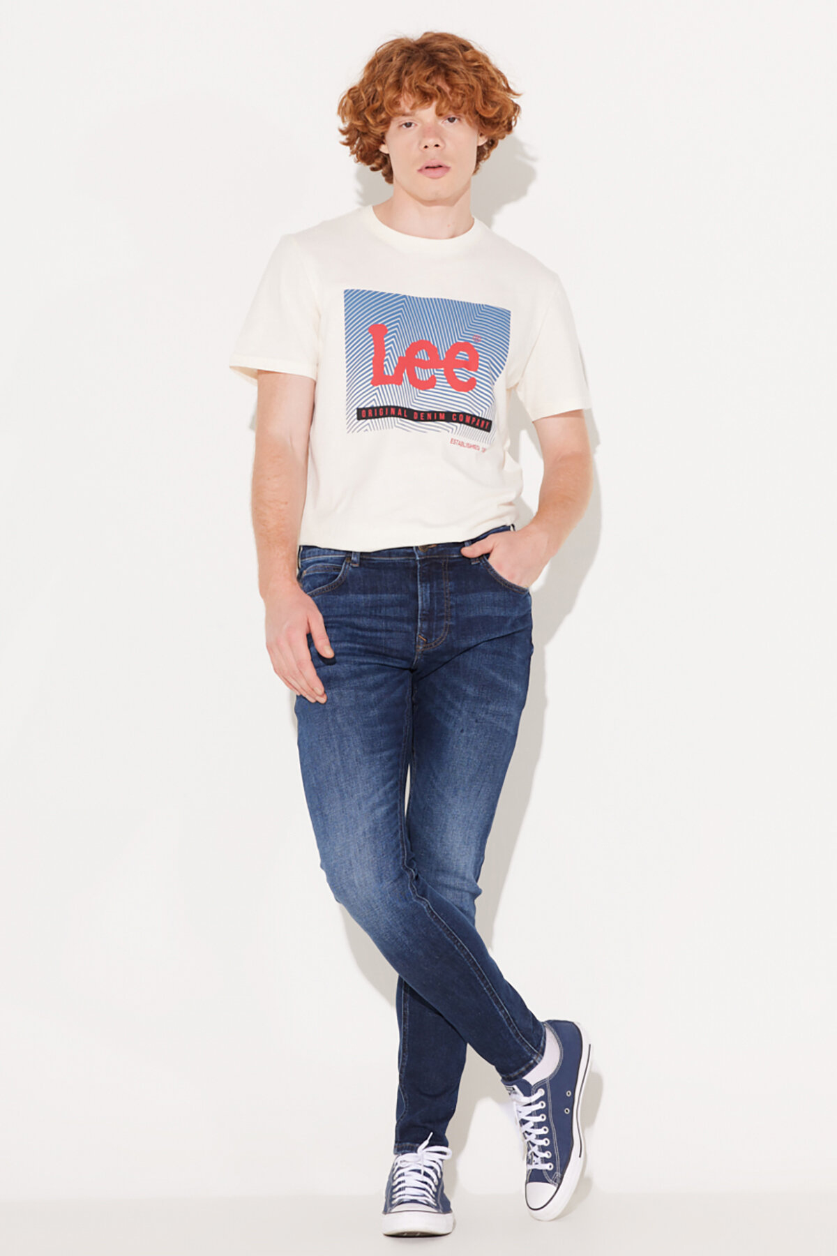 Lee Malone Skinny Fit Dar Kesim Normal Bel Koyu Mavi Esnek Jean Kot Pantolon görsel 2