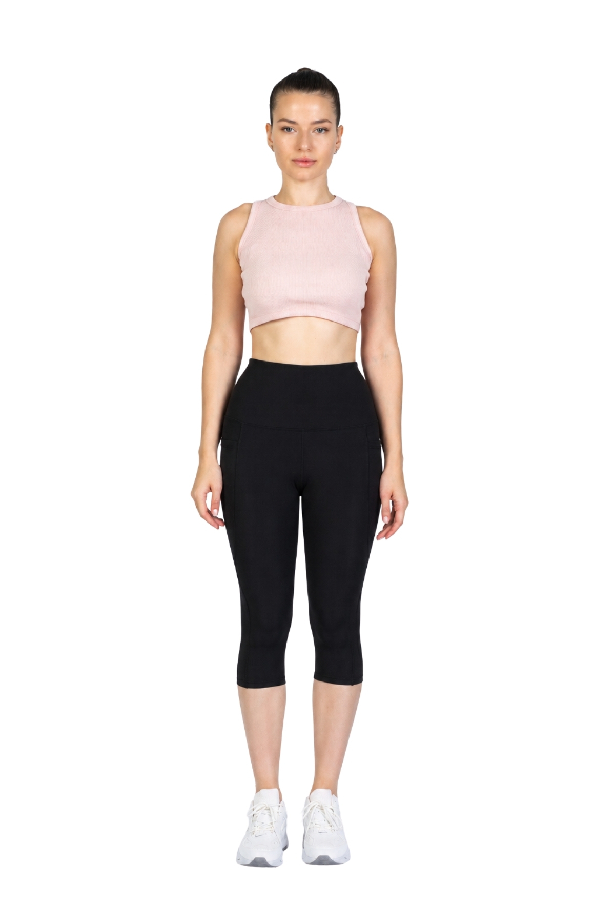 The Step Sports Nova Siyah Cepli Kapri Toparlayıcı Yüksek Bel Spor Tayt görsel 2
