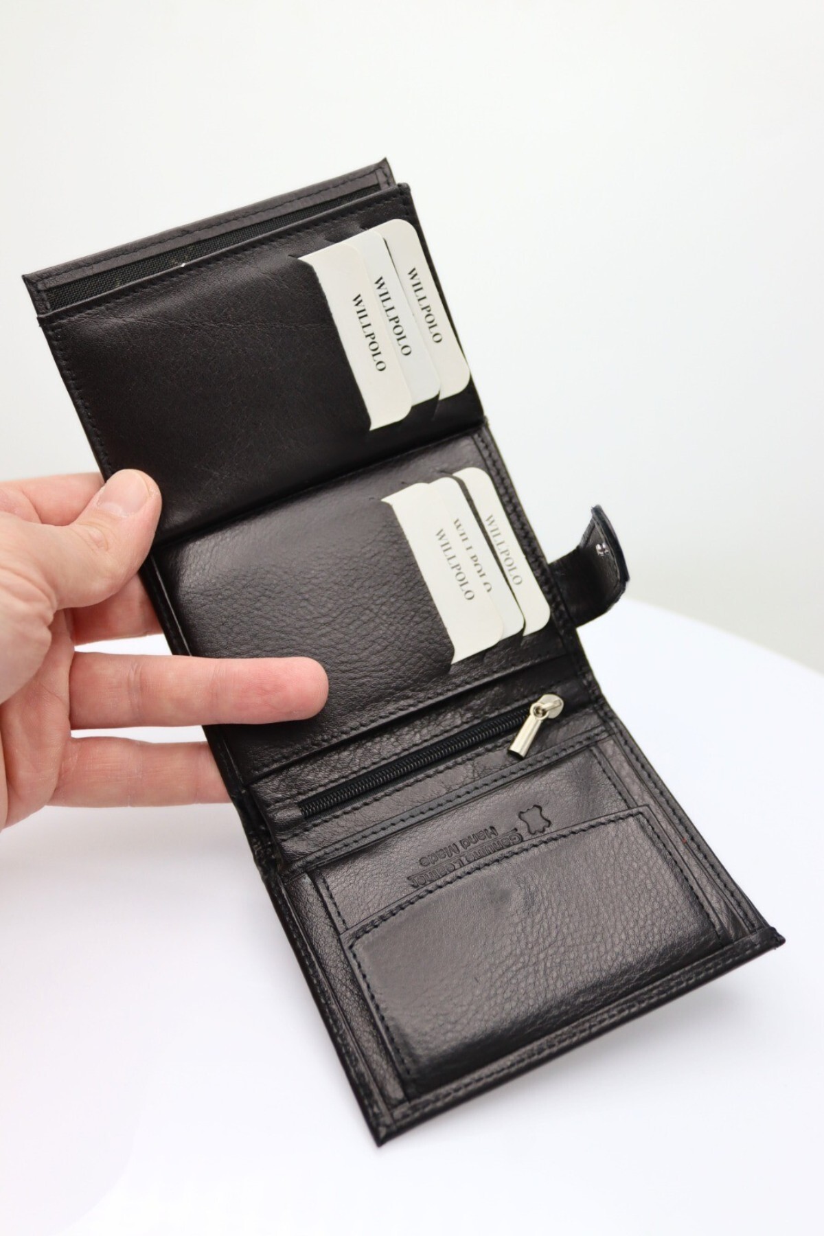Classbag Erkek Siyah Hakiki Deri Dikey Büyük Boy Kartlıklı Cüzdan (11,5Cmx9 cm) görsel 8