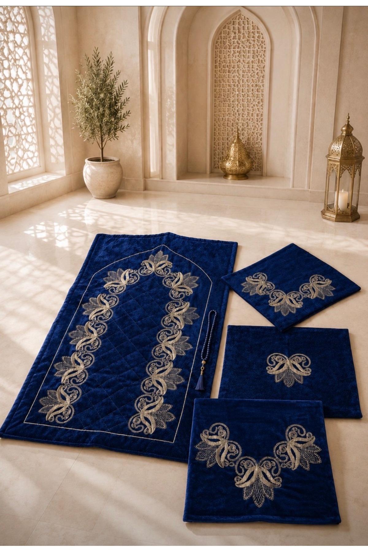Lüks Kadife Seccade Takımı 5 Parça Bohçalık Hediyelik Set