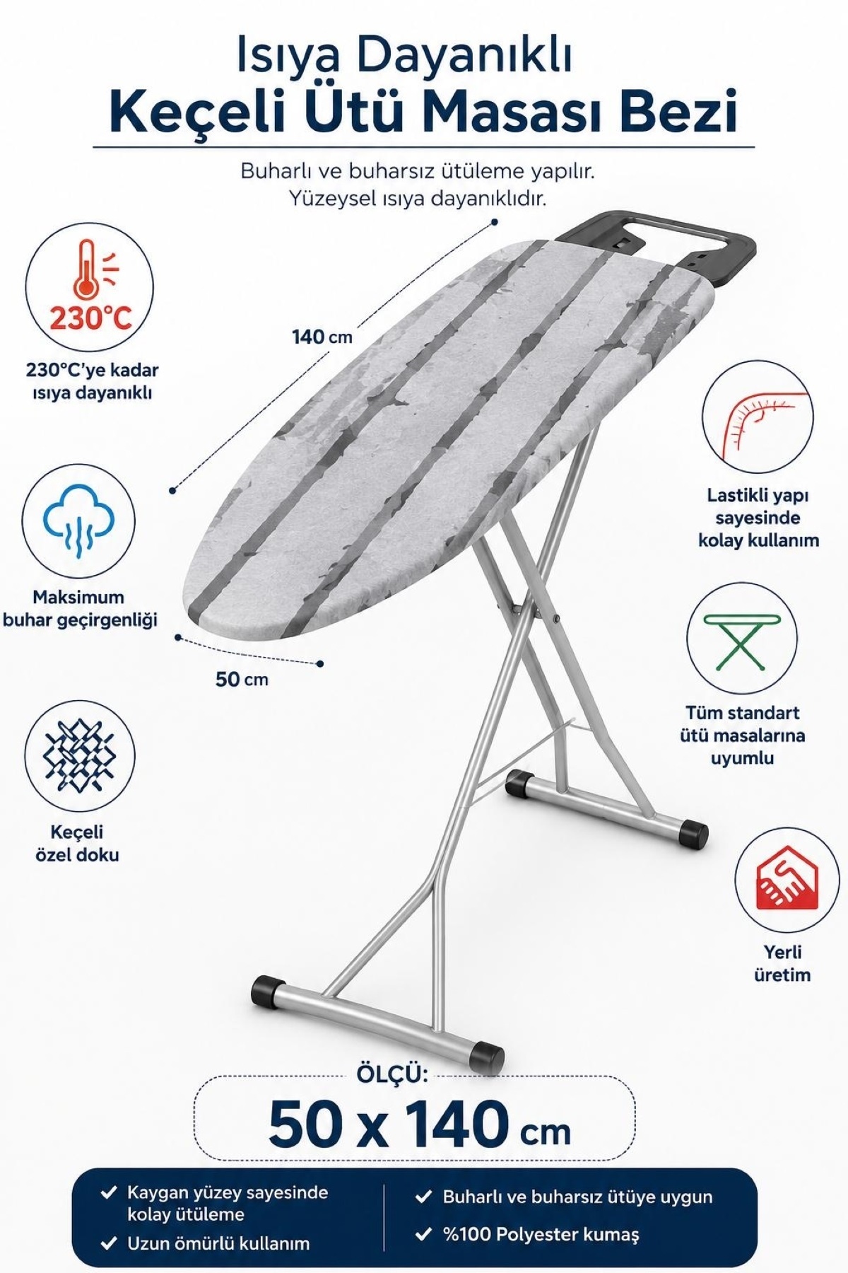 Ironing Board Case (50*140 cm Ironing Board Cloth with Sealed Elastic