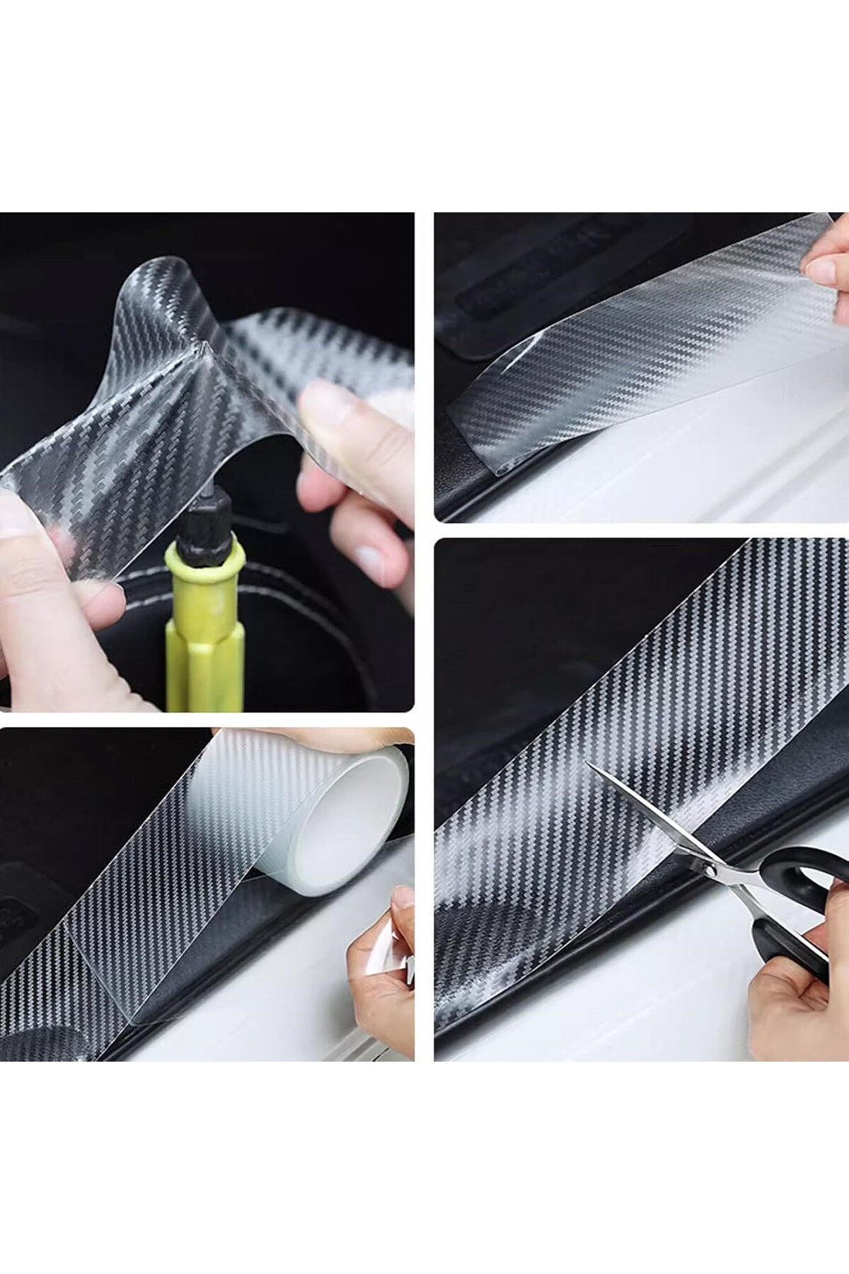 باند محافظ 3D کربن سفید 5 متری برای سپر خودرو، گلگیر و درب صندوق عقب