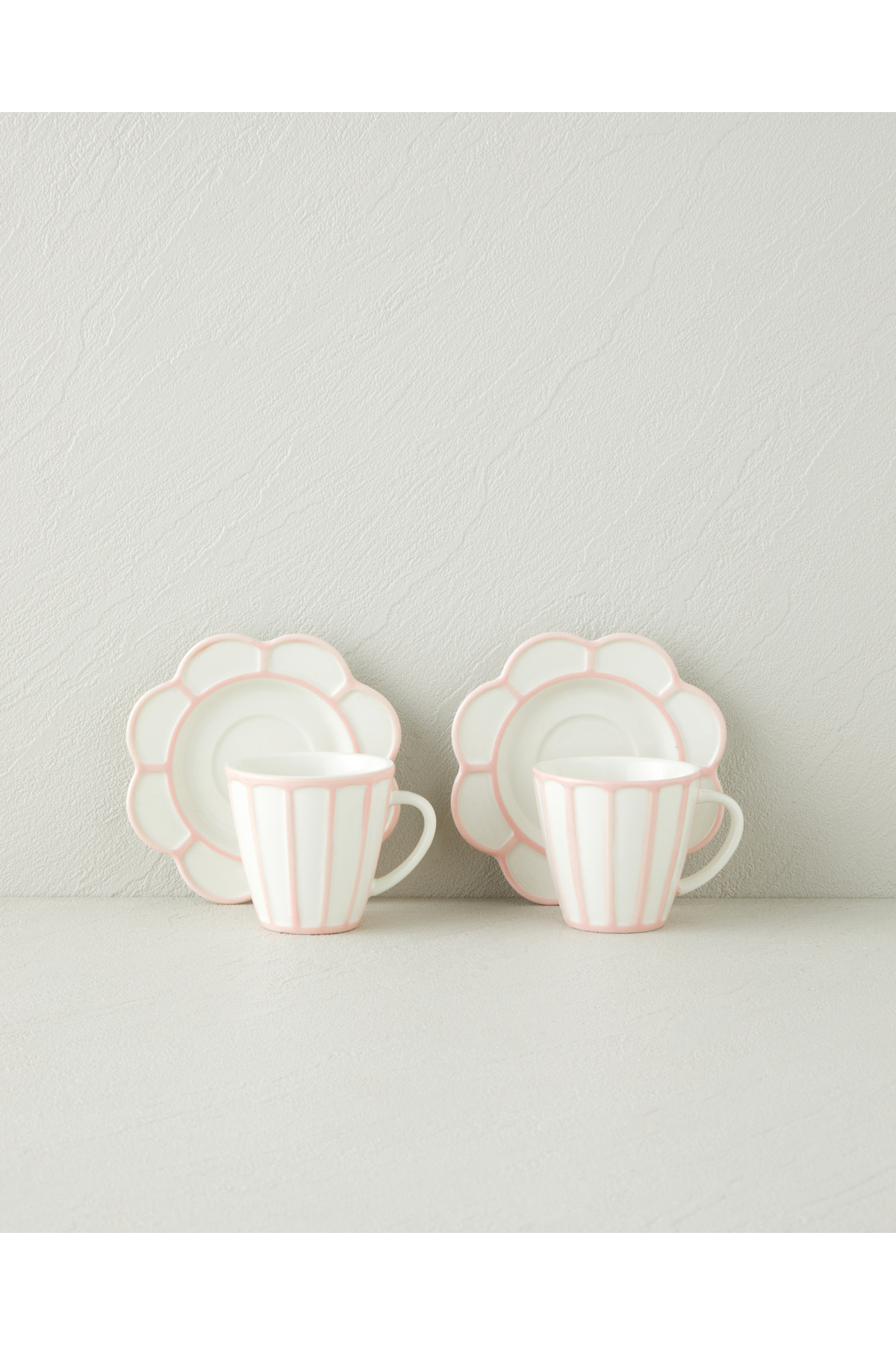 Soft Cloud Stoneware 4 Parça 2 Kişilik Kahve Fincan Takımı 70 ml Açık Pembe