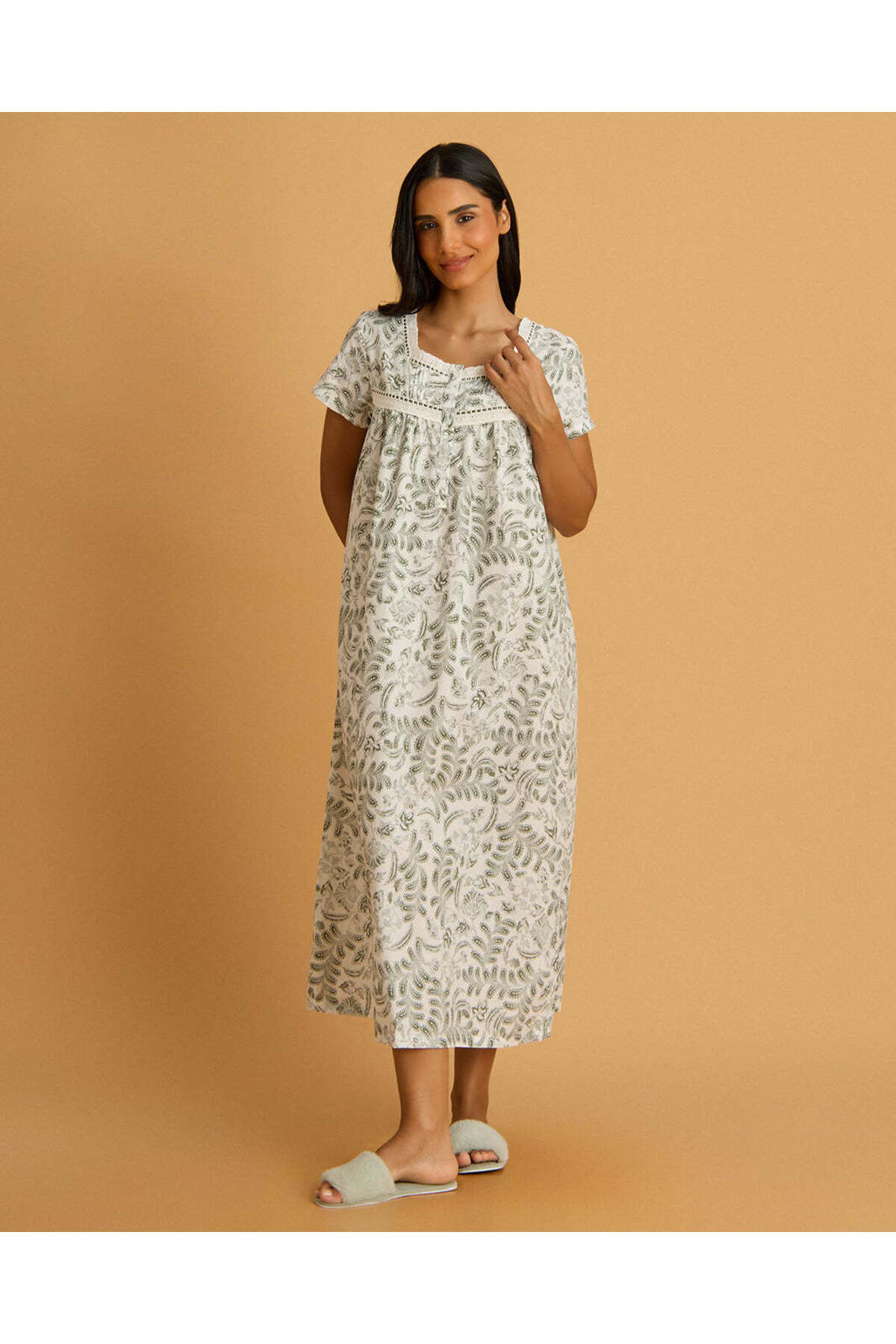 REDTAG Women Sage Floral Nightgown