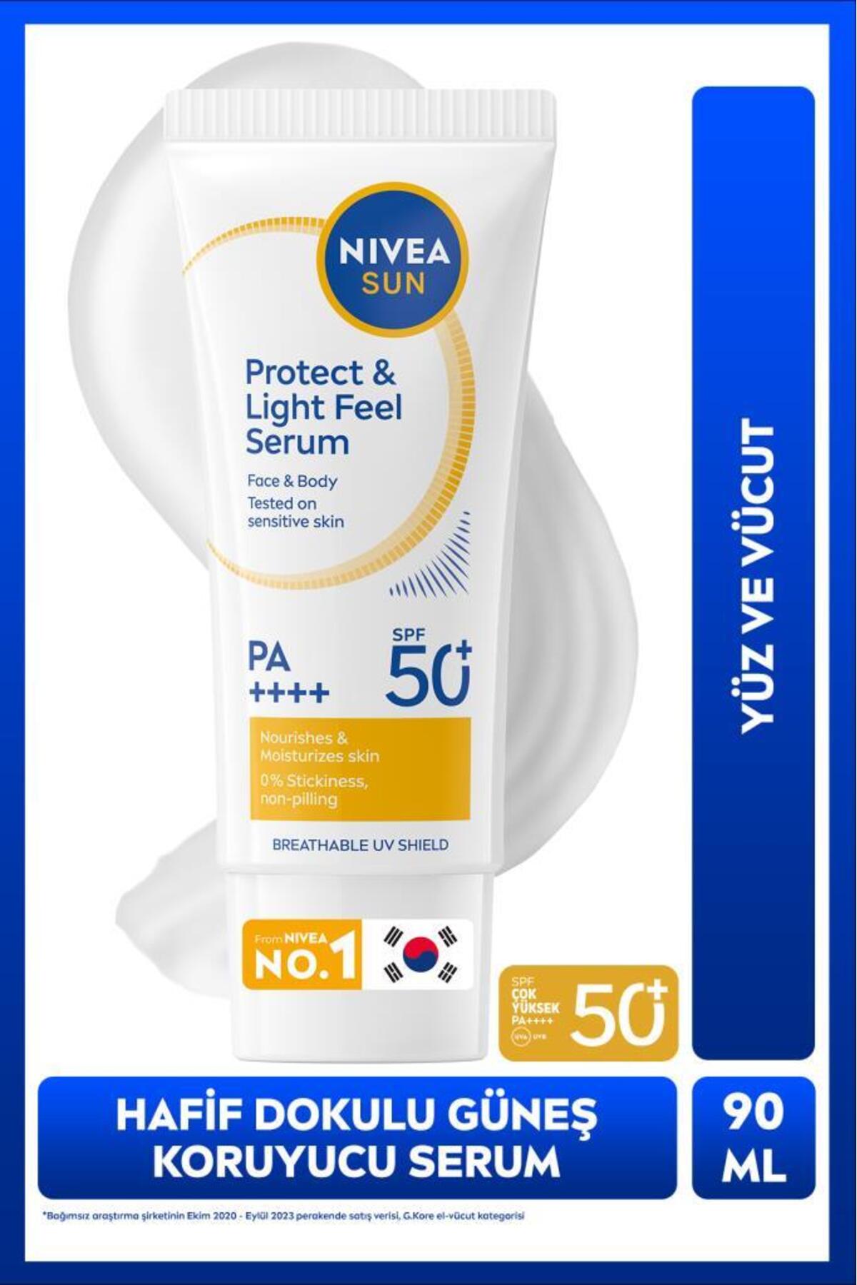 NIVEA SUN SPF50+ Hafif Dokulu Yüksek Güneş Koruyucu Kore Yüz ve Vücut Serumu 90ml,Nemlendirici — 86018