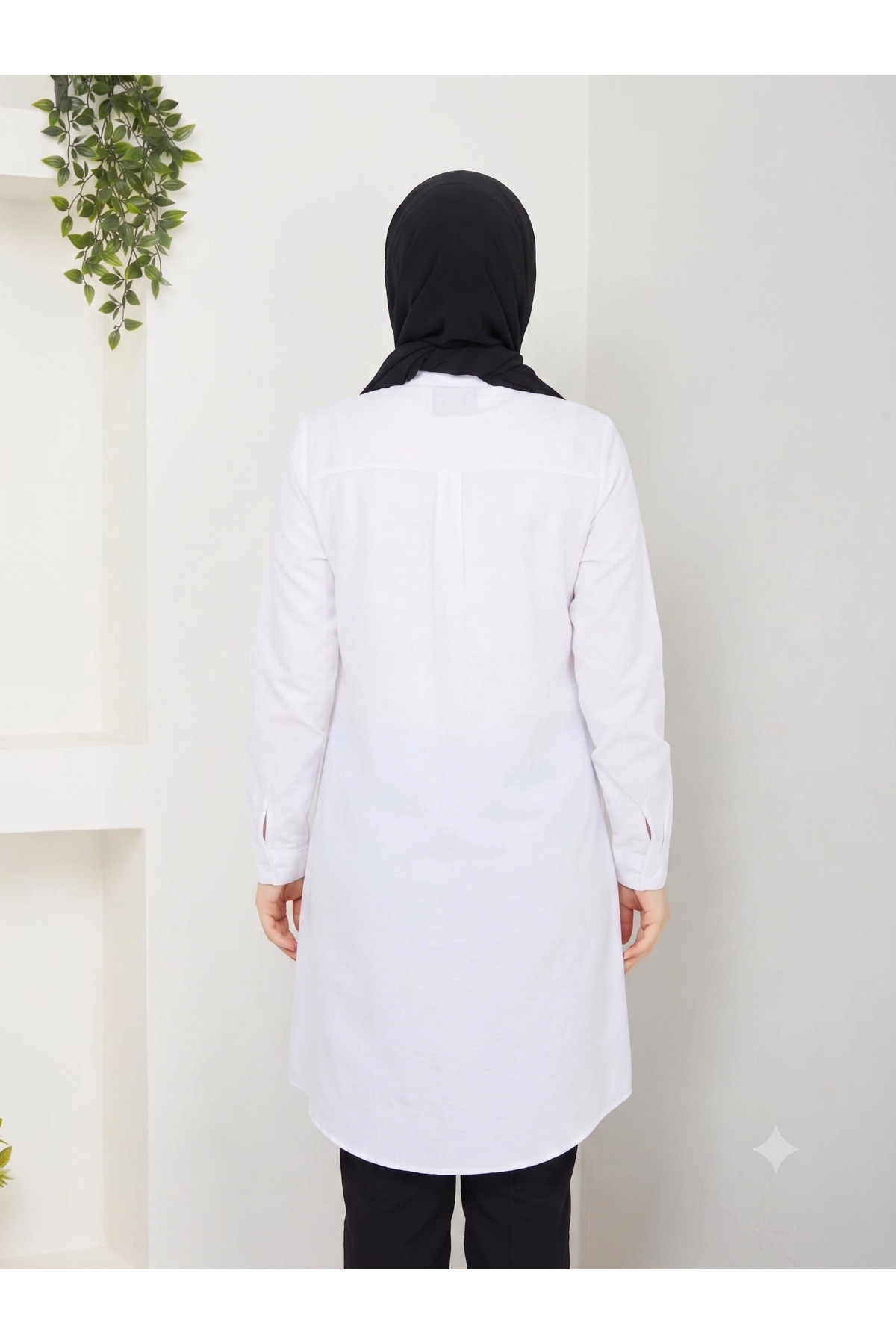 YAZGI MODA YAZGIMODA Uzun Kesim Klasik Gömlek Tunik görsel 3