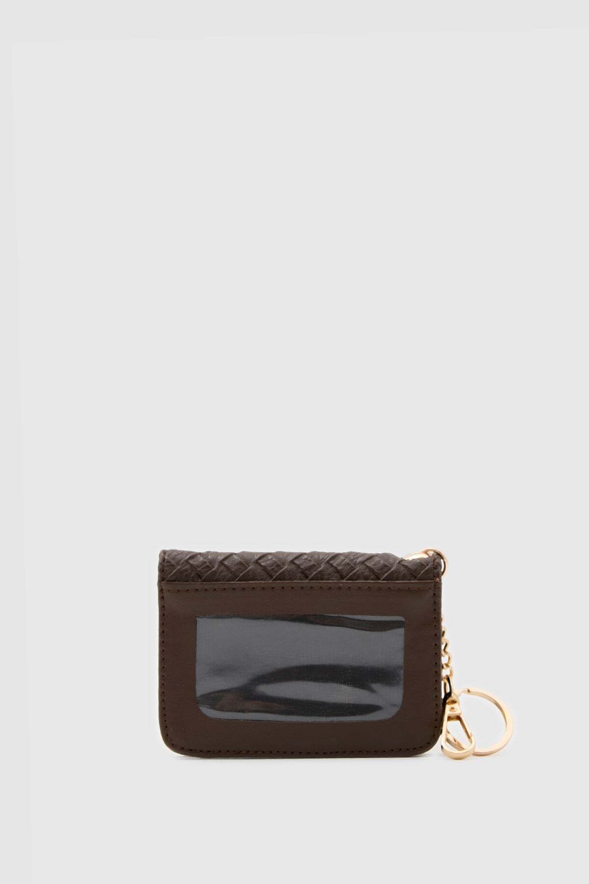 Shule Bags Wowen örgü deri Charm kartlık Acı Kahve görsel 5