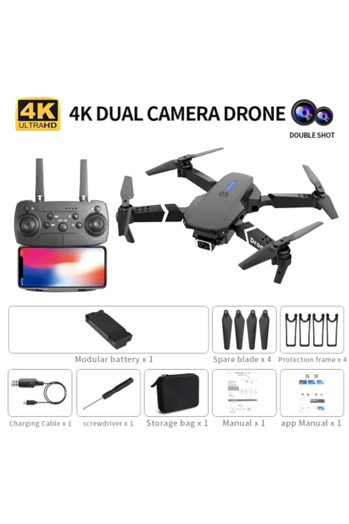 Choice Black-2 Camera-1B E88 ProIntelligent Folding Drone Supports single/Dual Camera Switching 4KPicture Q