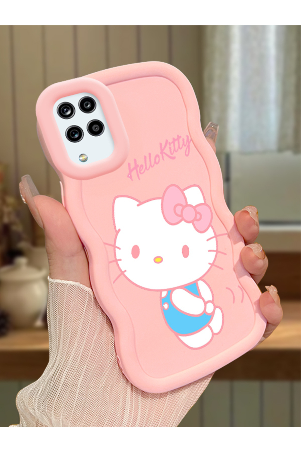 Samsung Galaxy M12 Compatible Case camera protector Pink Silicone Couple Phone Case Kitty Pattern