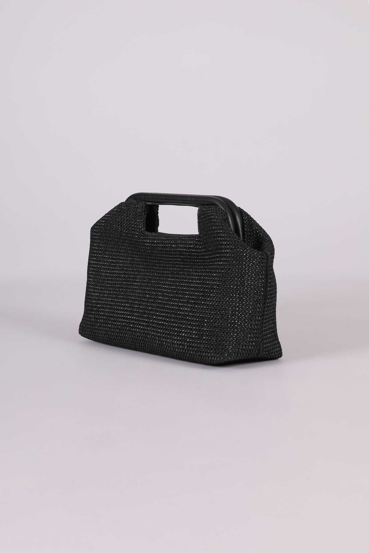 HEYBE'S Heybes Kadın Siyah Hasır Jüt Clutch El Çantası görsel 2