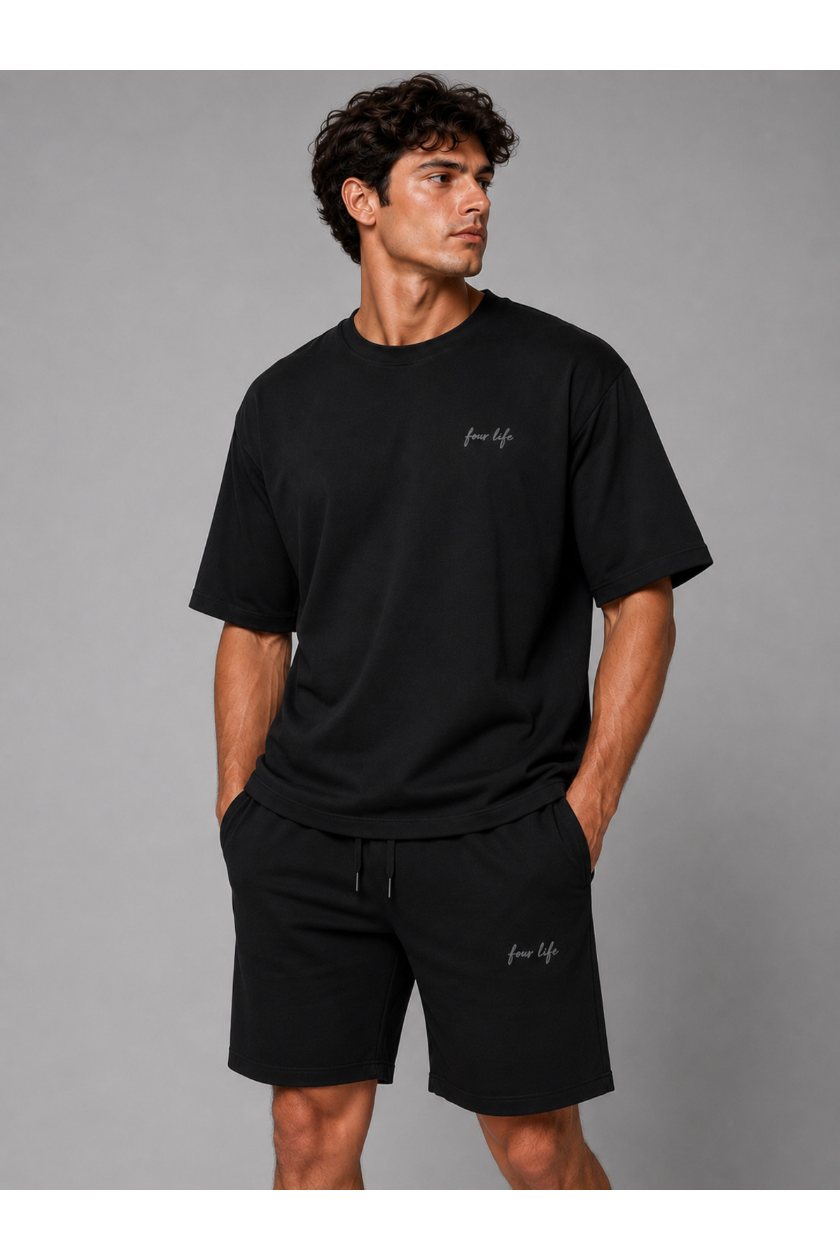 zeyra Men's Casual Half Oversize Crew Neck Daily Shorts T-Shirt