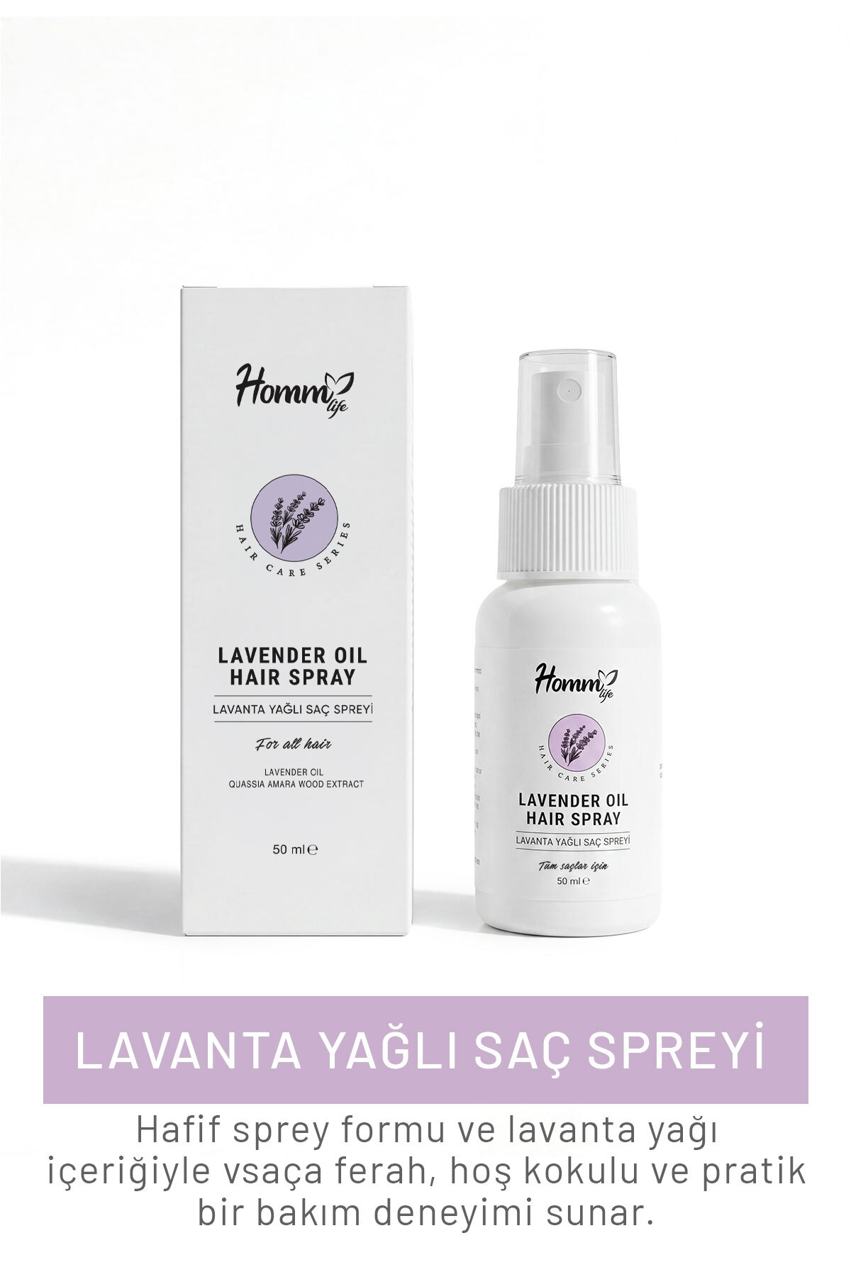 homm Lavanta Yağlı Durulanmayan Canlandırma Destekli Saç Bakım Spreyi 50 ml — FN2316