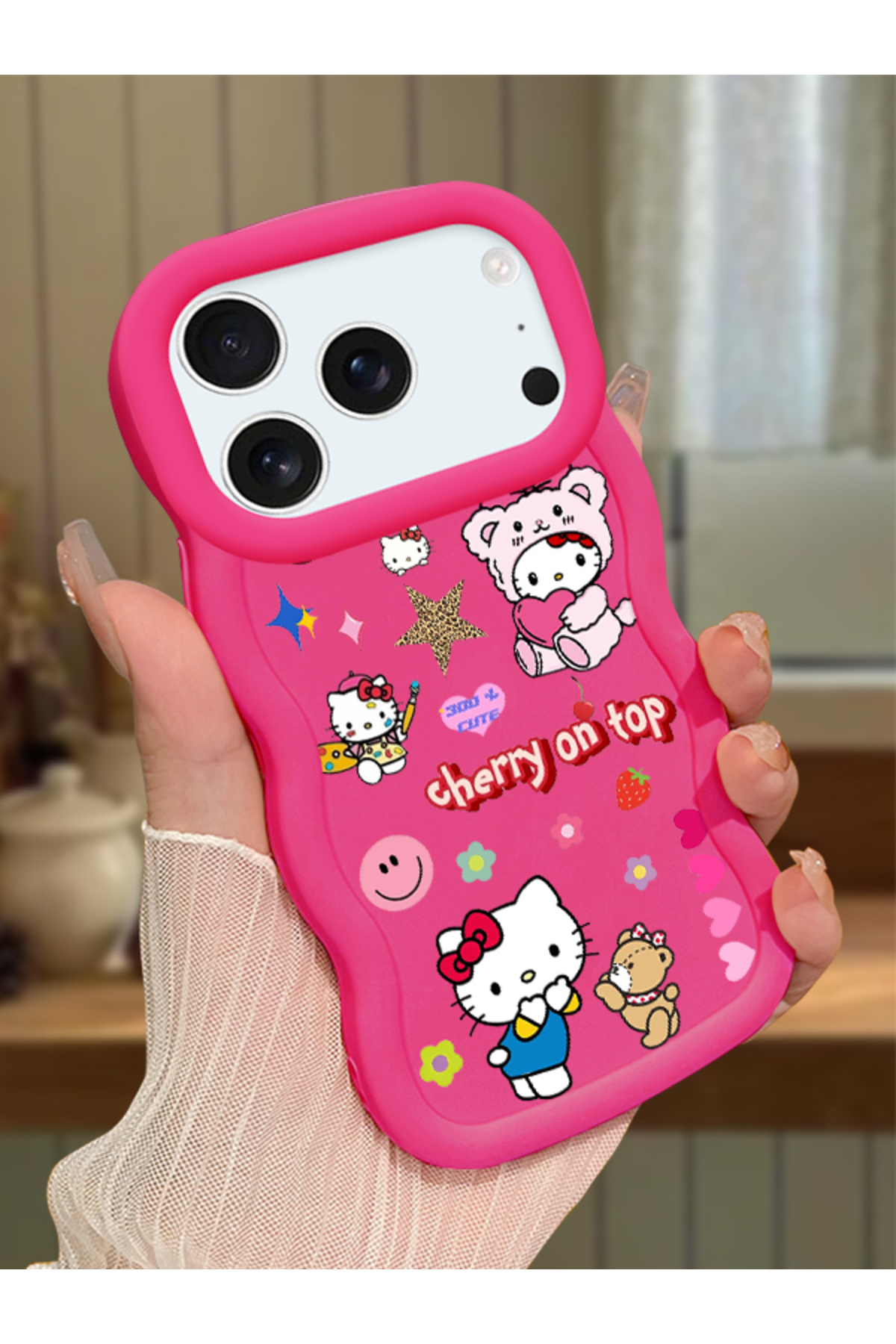 iPhone 17 Pro Max Compatible Case Camera Protector Red Silicone Couple Phone Case Kitty Pattern