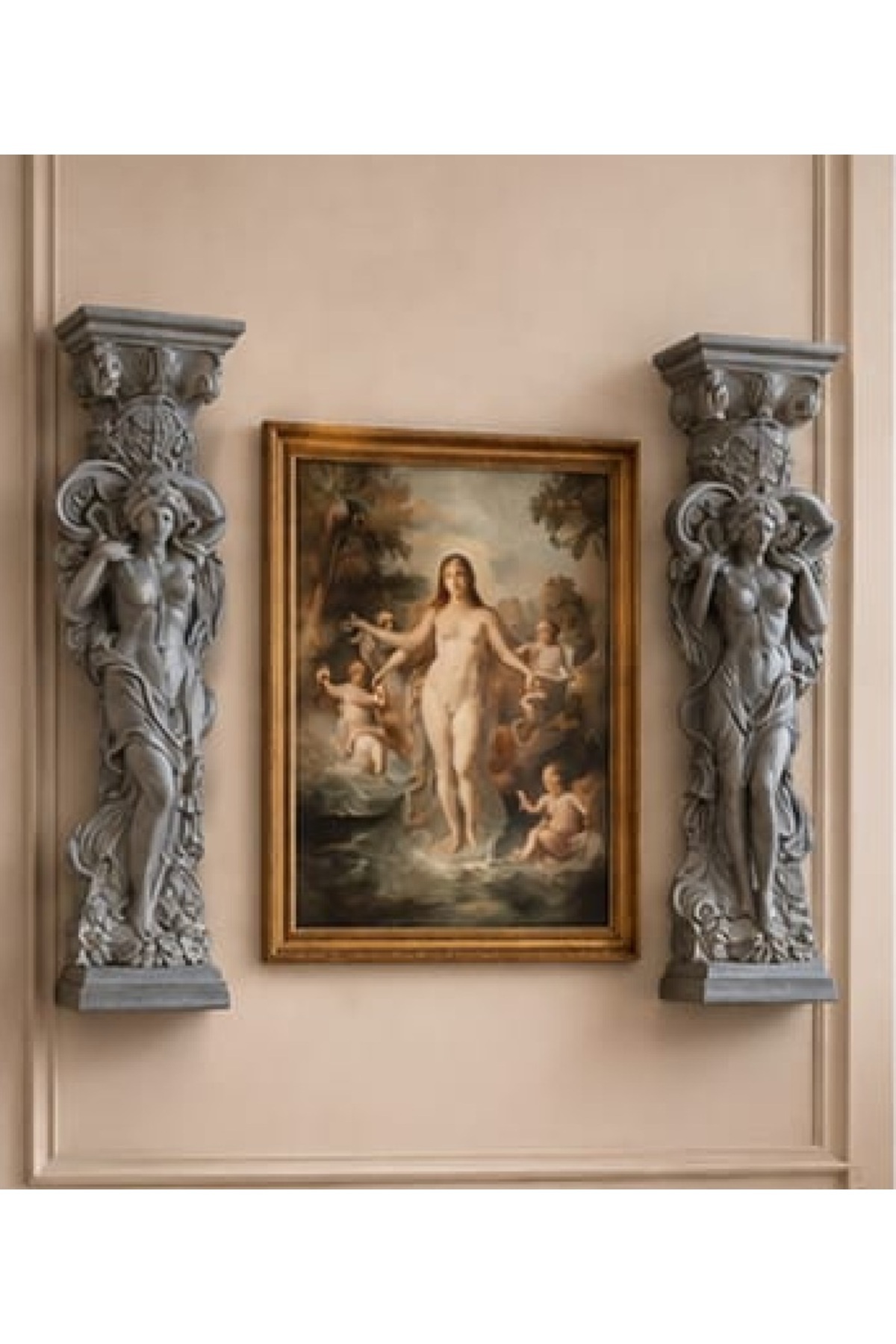 2-Piece 40 Cm Antique Embroidered 3D Wall Sculpture Set Ancient Roman Greek Sculpture Set