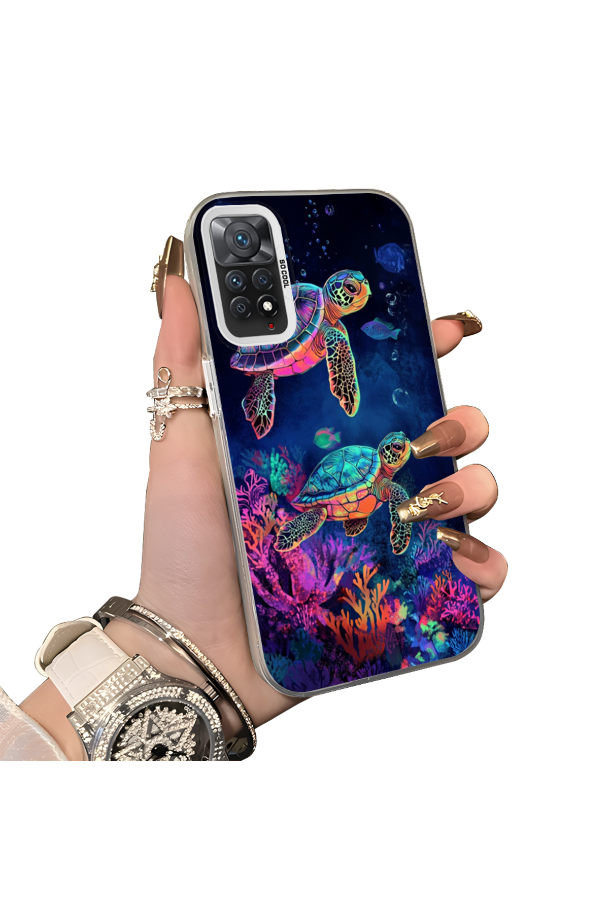 Redmi Note 11 Pro 5G Compatible Silicone Edge Hard Back Case Couple Phone Case with Turtle Pattern