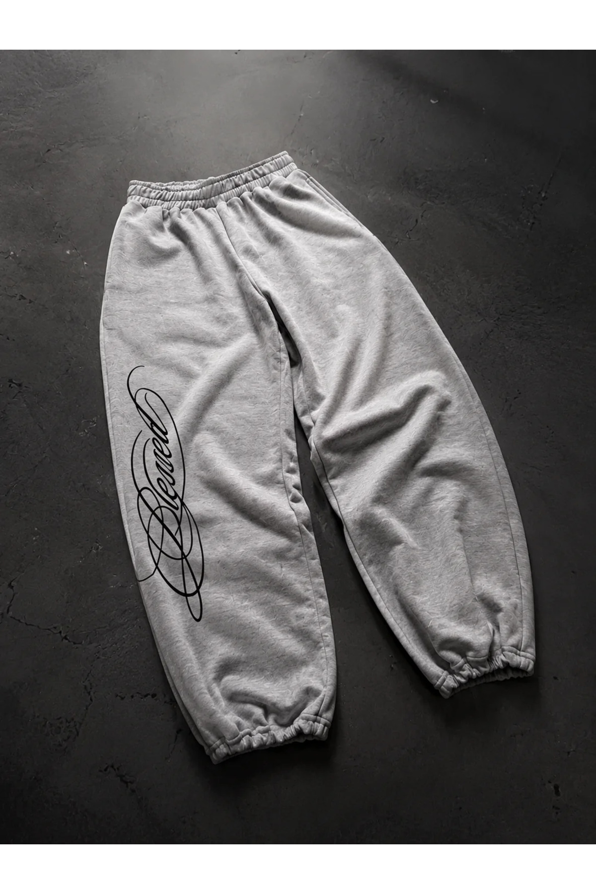 Violon Siyah Blessed Baskılı Script Detaylı Baggy Crop&Eşofman Takımı görsel 3