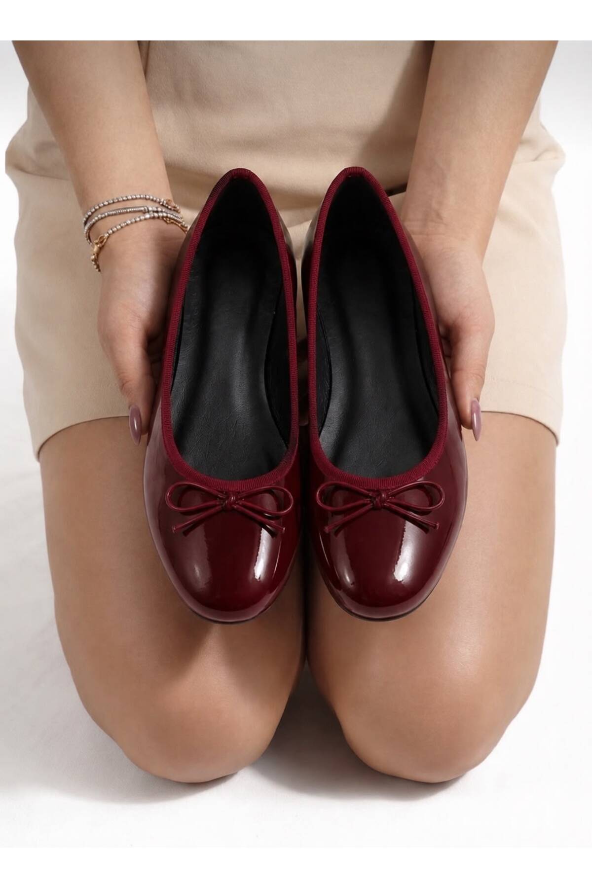MAYA SHOES Kadın Rahat Günlük Babet Yuvarlak Burun Fiyiyonk Detaylı görsel 4
