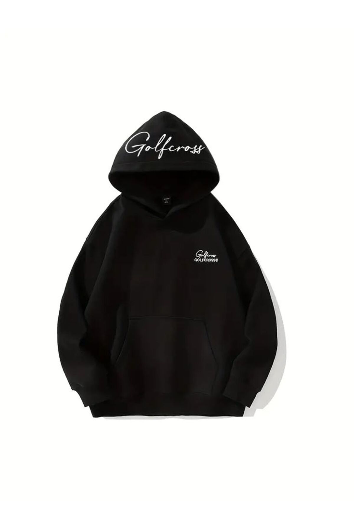 classy moda Unisex Front Text Printed Hooded Kangaroo Pocket 3-Thread Combed Cotton Sweatshirt