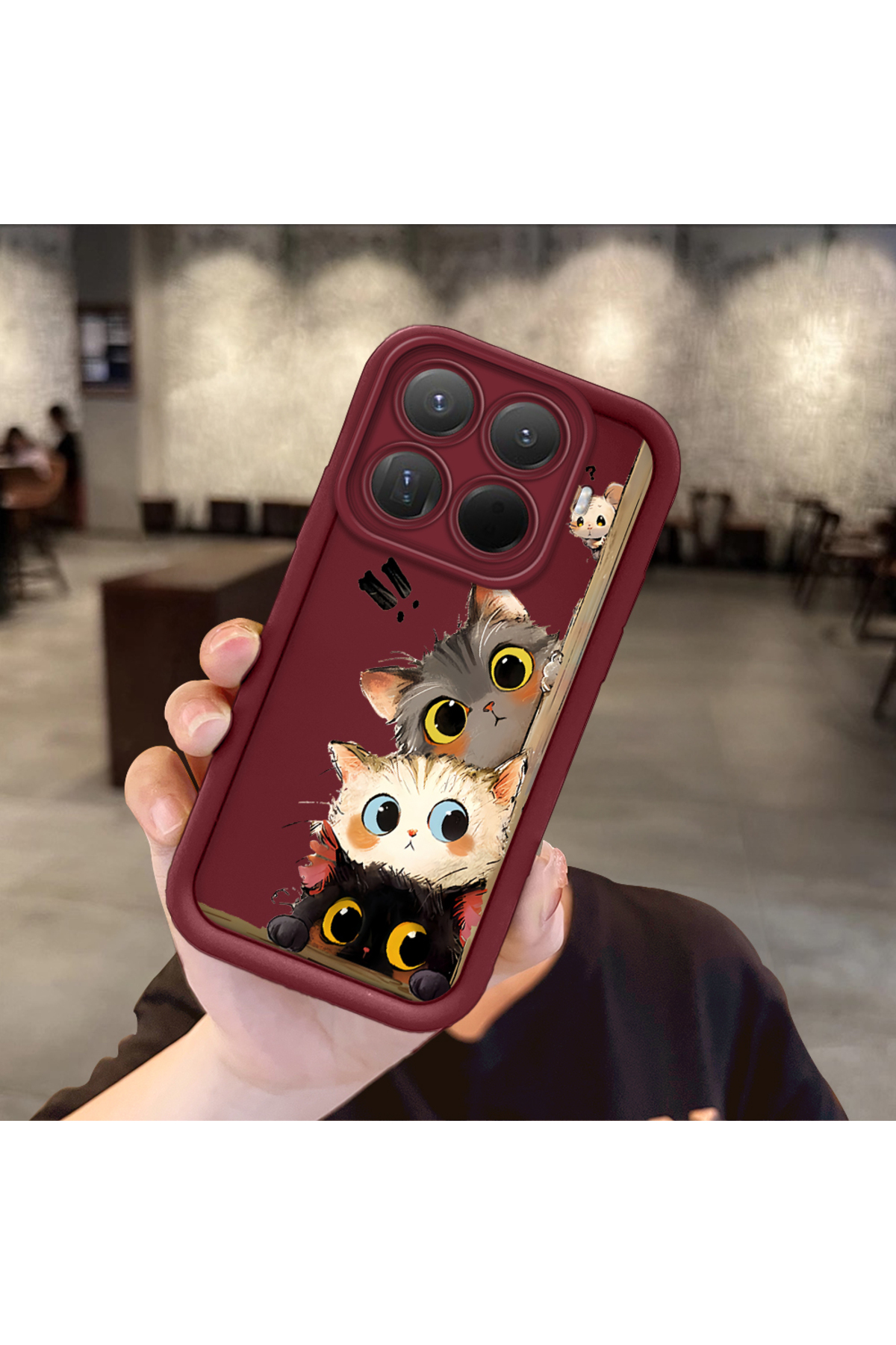 Mi 15T Pro Compatible case camera protector Burgundy Silicone Couple Phone Case cat Pattern