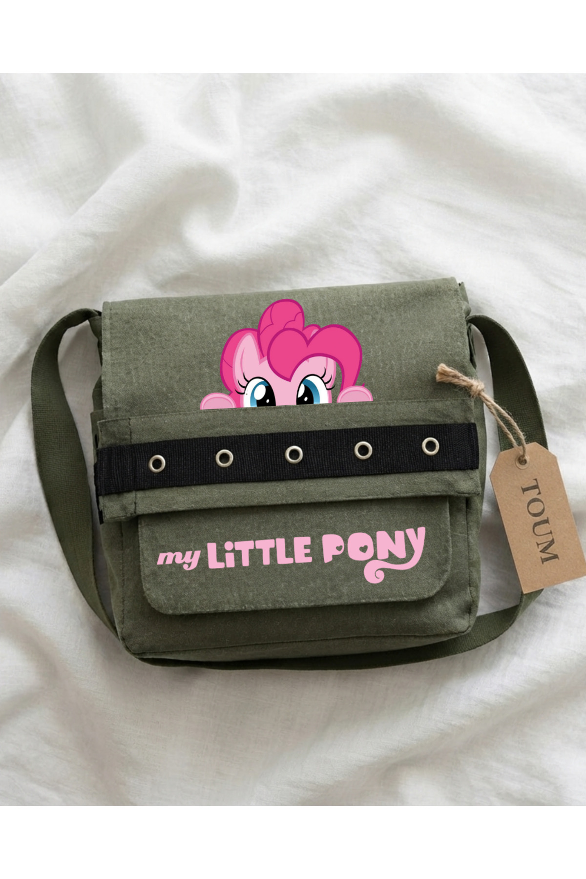Toum My Little Pony Baskılı Haki Kuşgözü Postacı Çantası